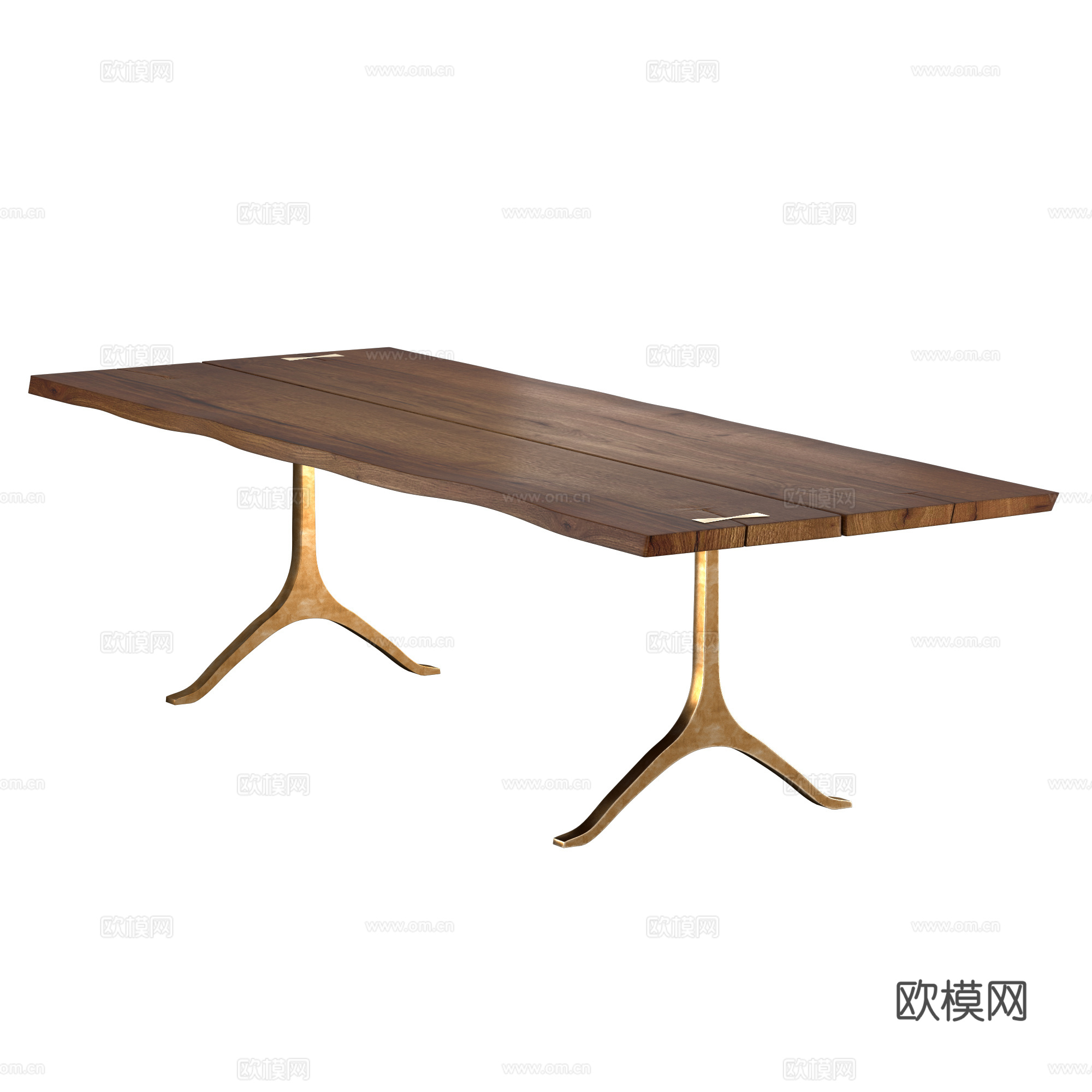 现代意式轻奢实木大板长餐桌3d模型