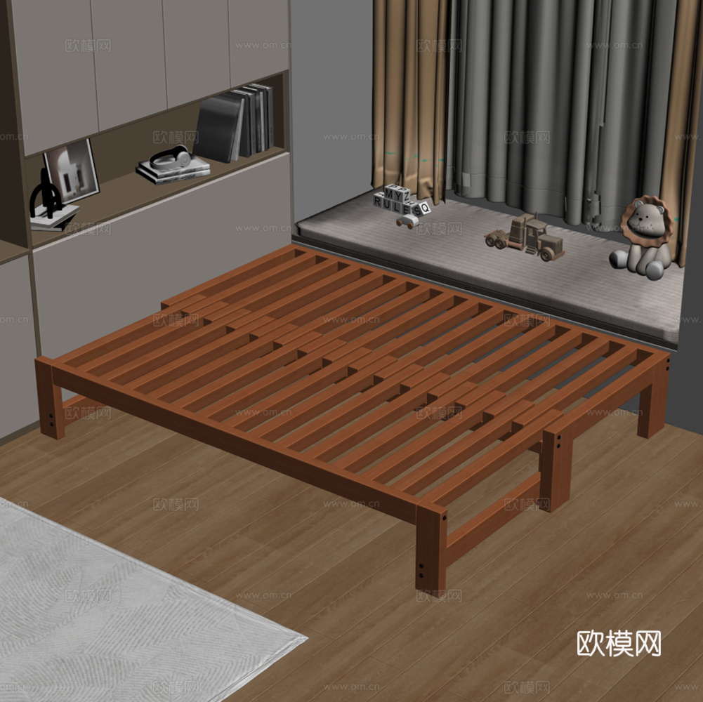 榻榻米床 抽拉床 飘窗 实木床 玩具su模型