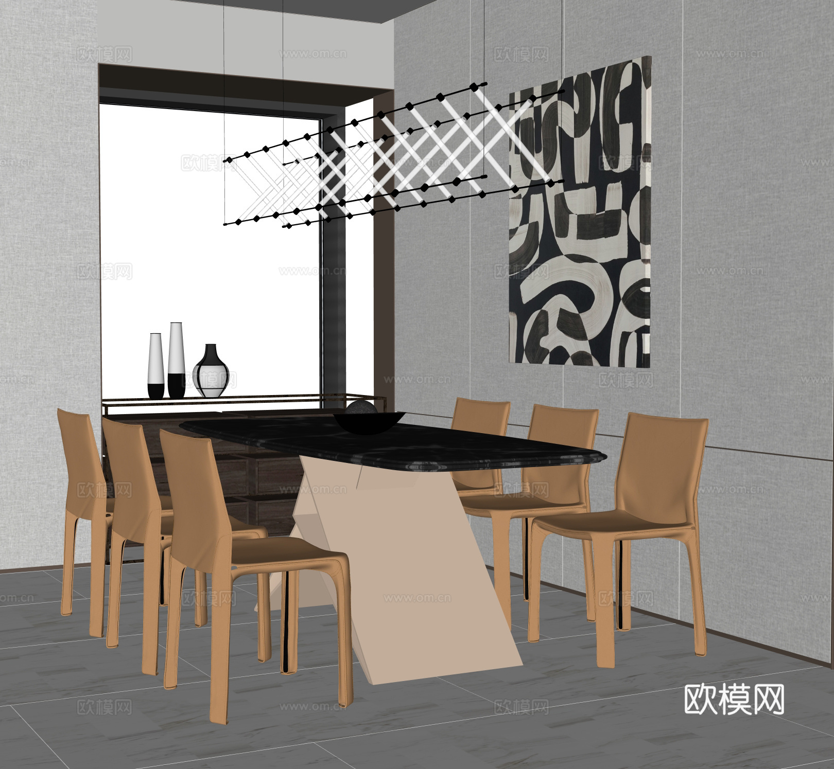 现代餐厅su模型