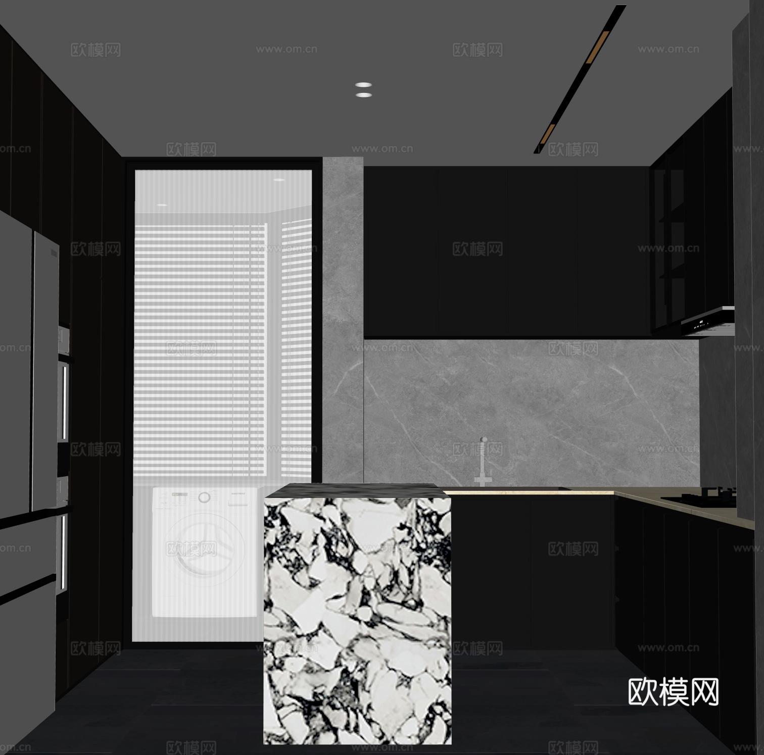 现代厨房su模型