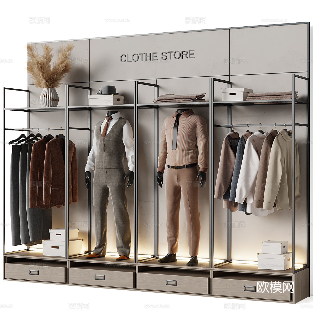 现代意式男士服装店3d模型