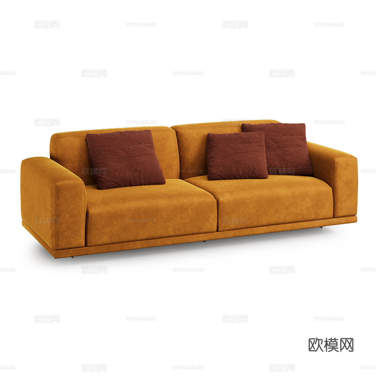 现代简约双人沙发 双人沙发 简约沙发 客厅双人沙发 棕色沙发3d模型