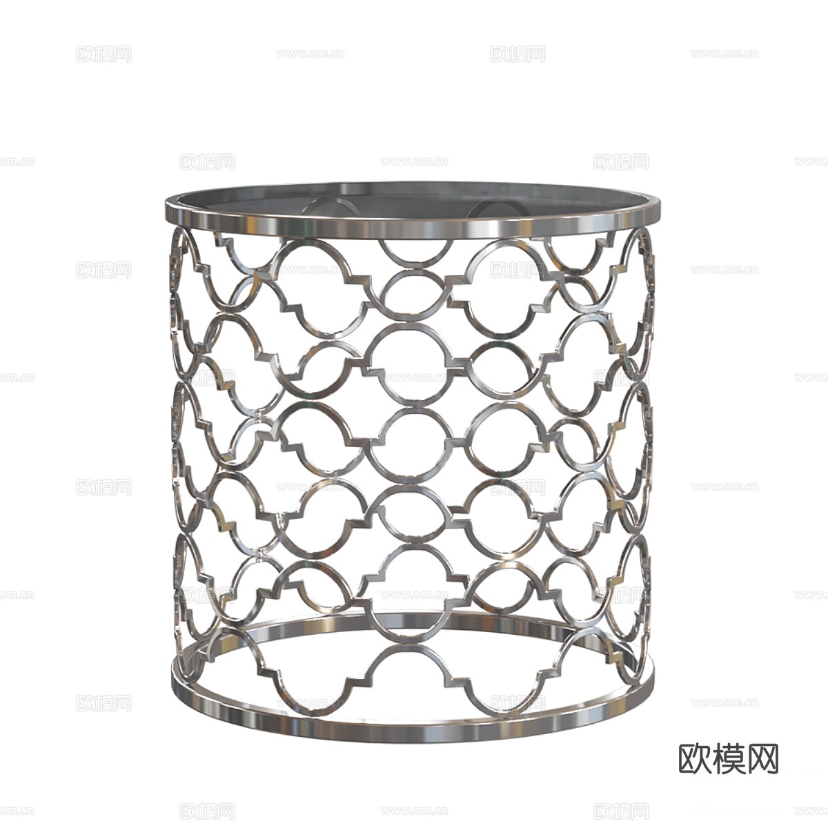 现代轻奢不锈钢金属圆边几3d模型