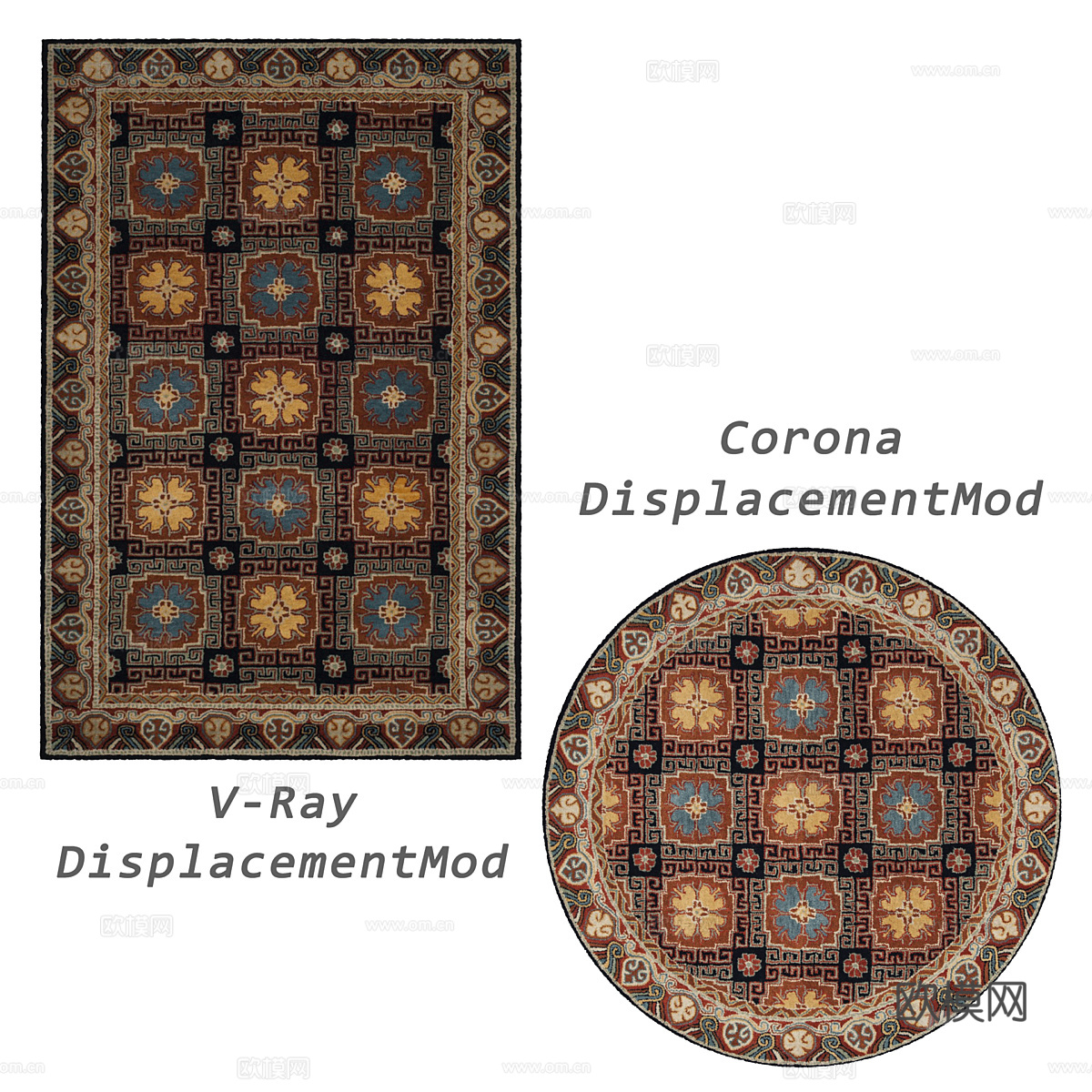 美式复古羊毛布艺地毯3d模型