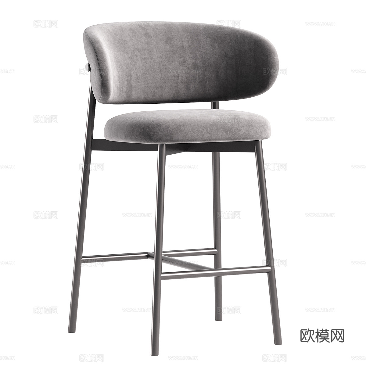 现代意式不锈钢吧台椅3d模型