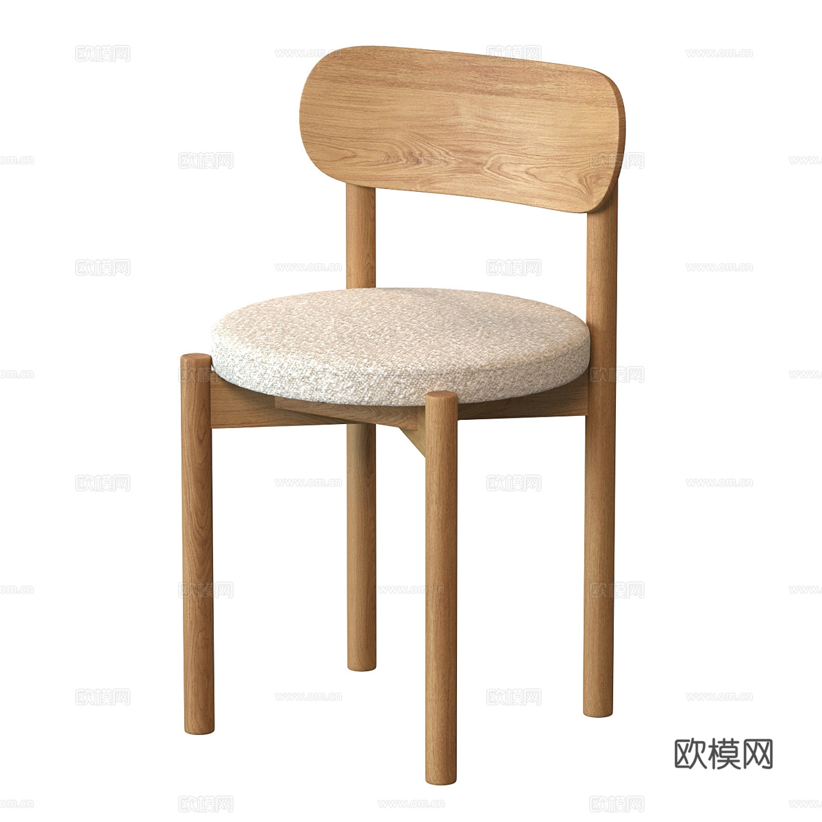 新中式原木风木质单椅3d模型