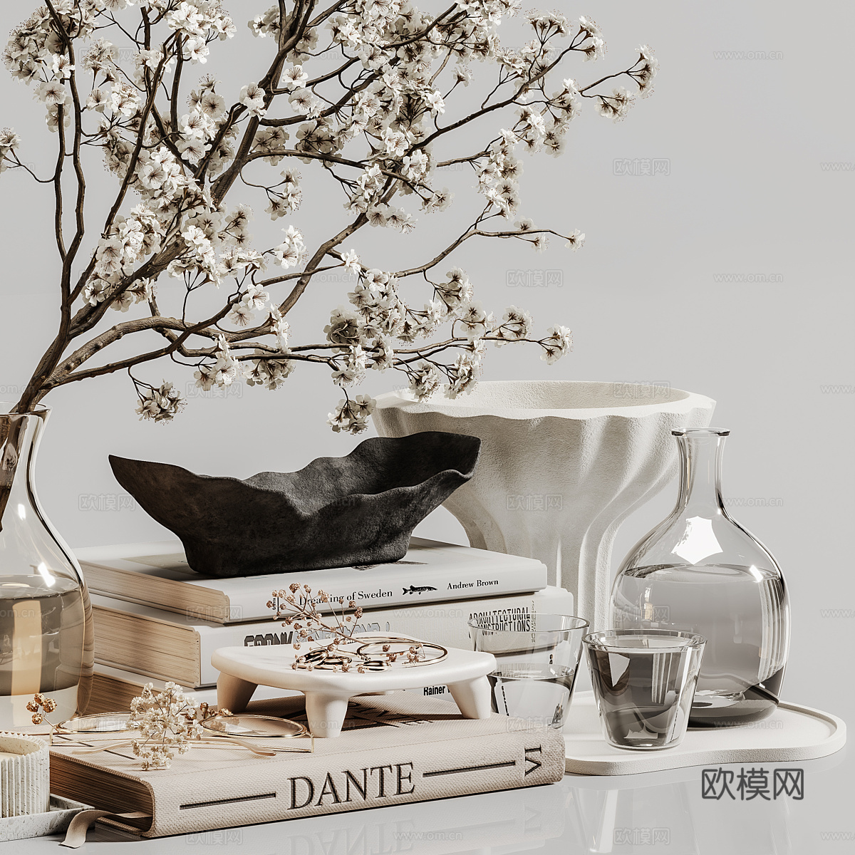 新中式轻奢饰品摆件组合3d模型