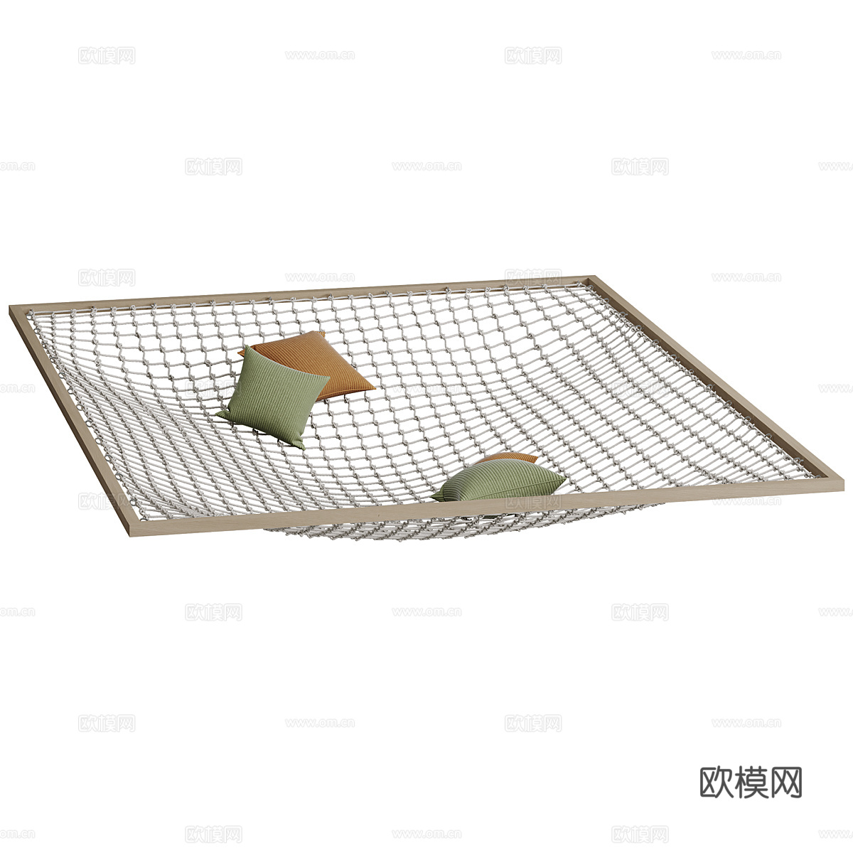 现代奶油风吊床 吊床挂网3d模型