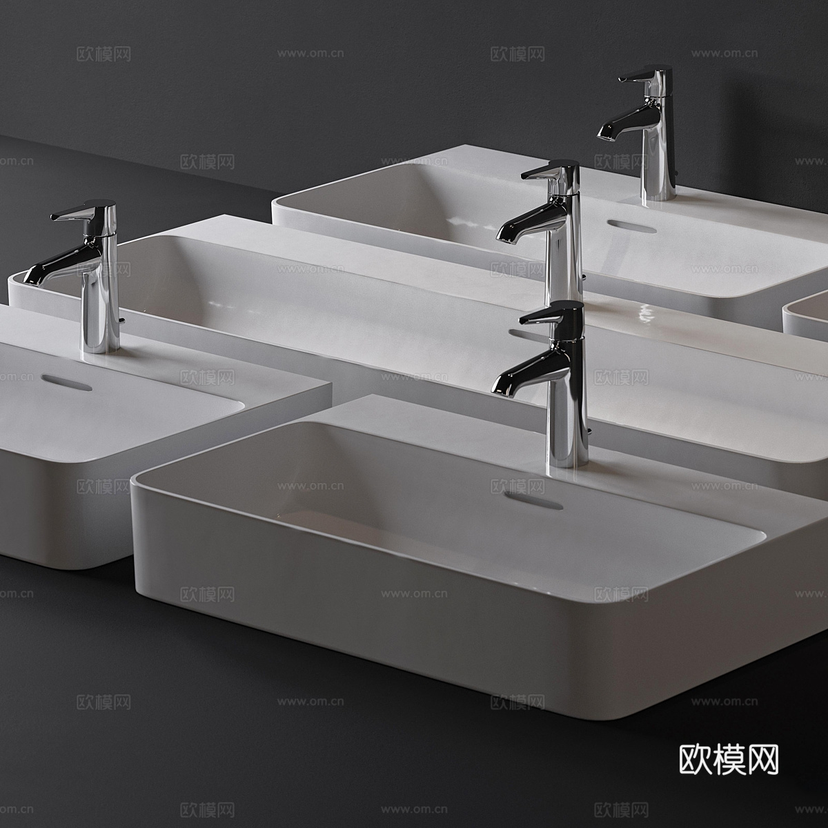 现代意式陶瓷台盆 洗手盆 面盆3d模型