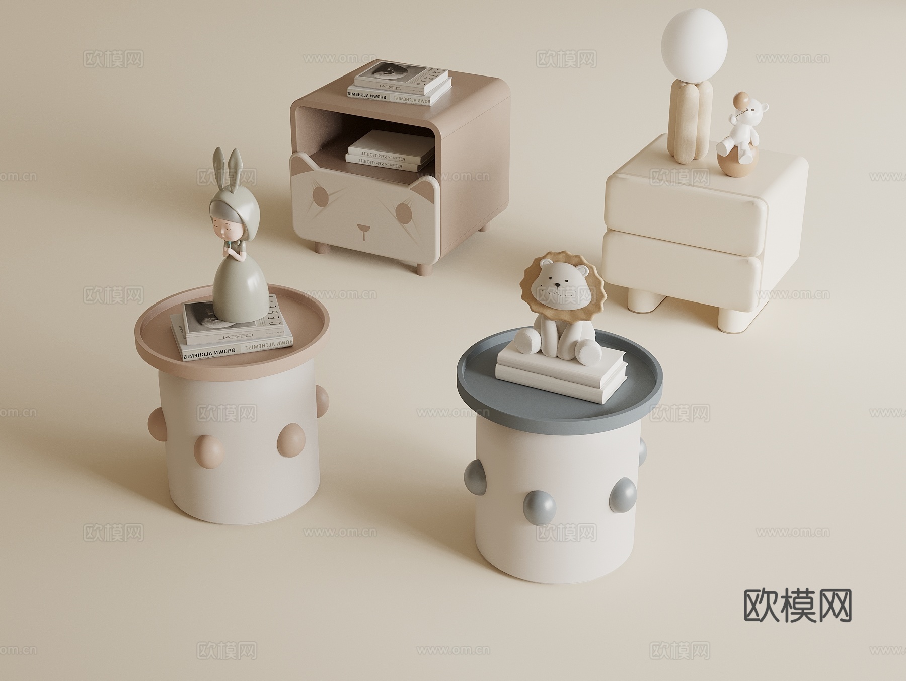 现代儿童床头柜3d模型