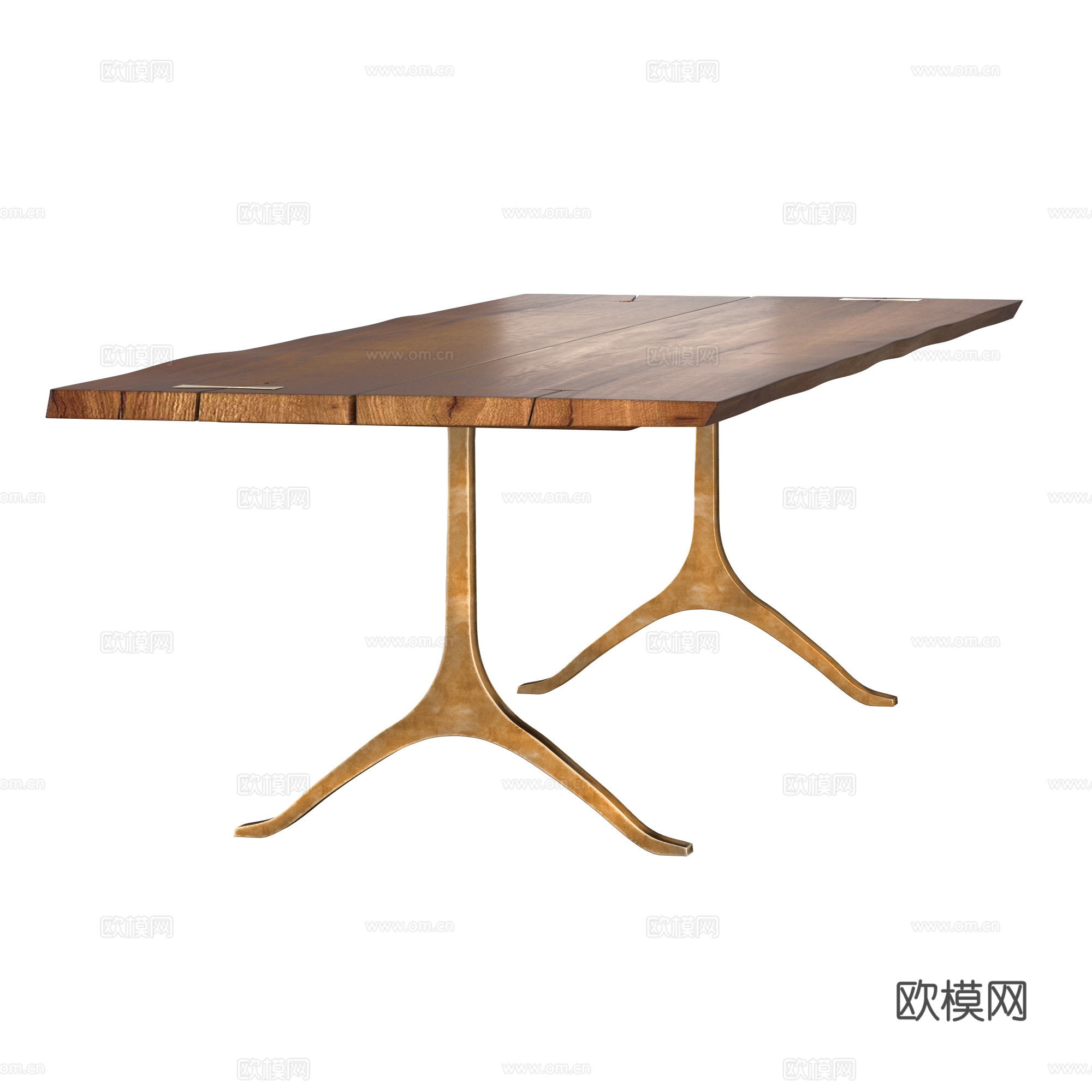 现代意式轻奢实木大板长餐桌3d模型