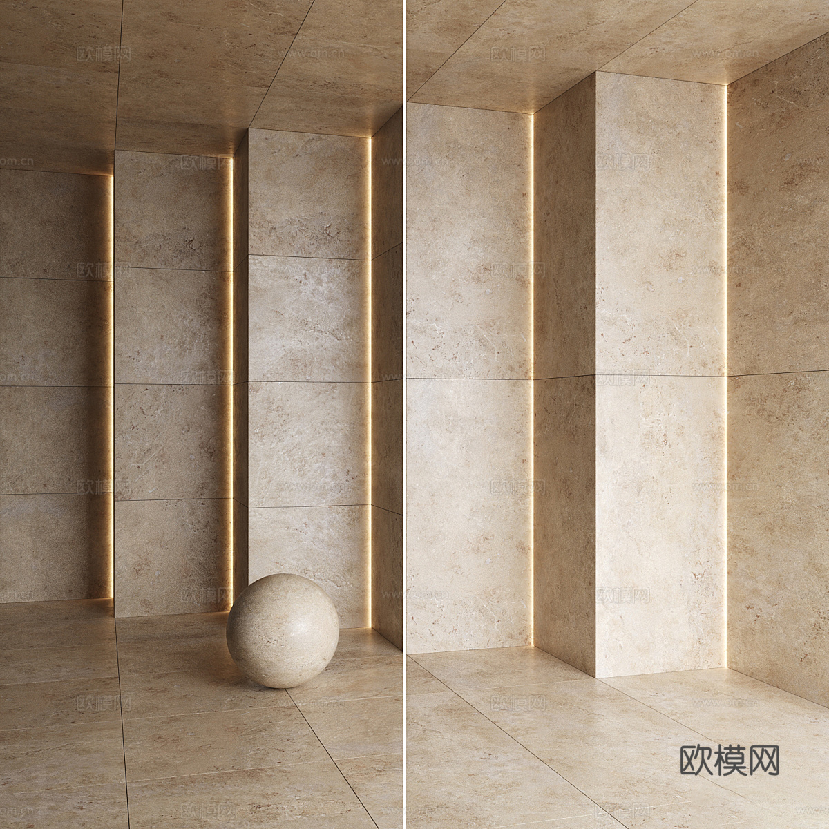 现代石材 大理石 岩板 洞石 奢石 PU石材3d模型