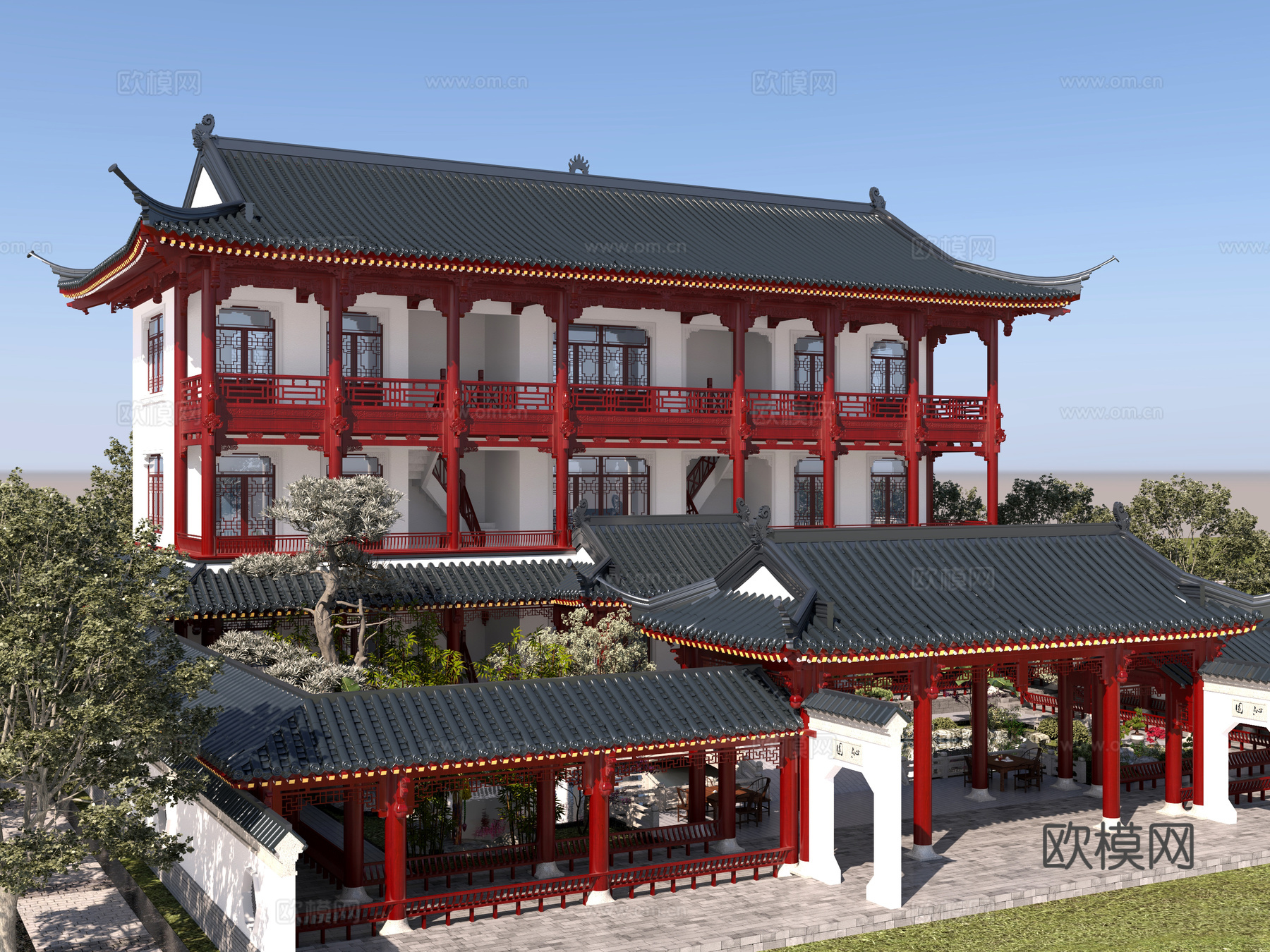 古建 园林 中式建筑 民宿 小镇 祠堂 斗拱3d模型