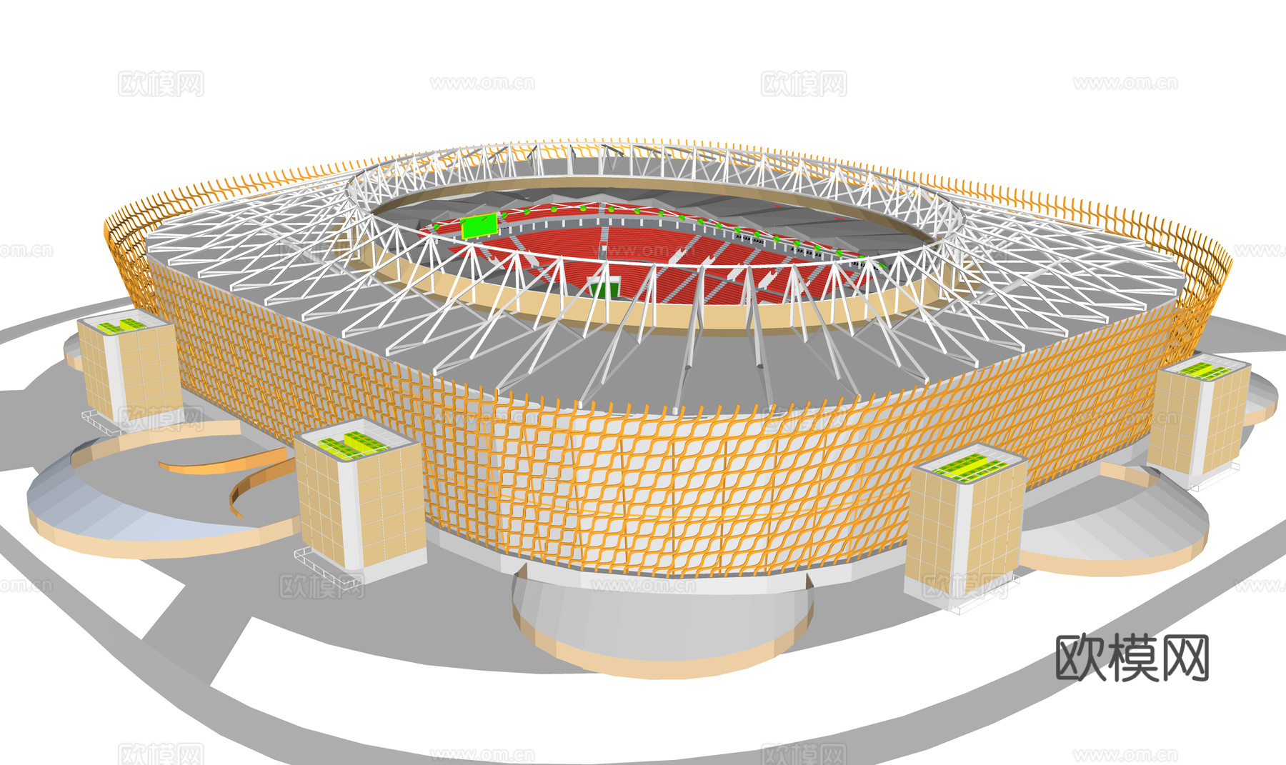 现代体育建筑 露天体育场 体育场馆 足球场 体育中心3d模型
