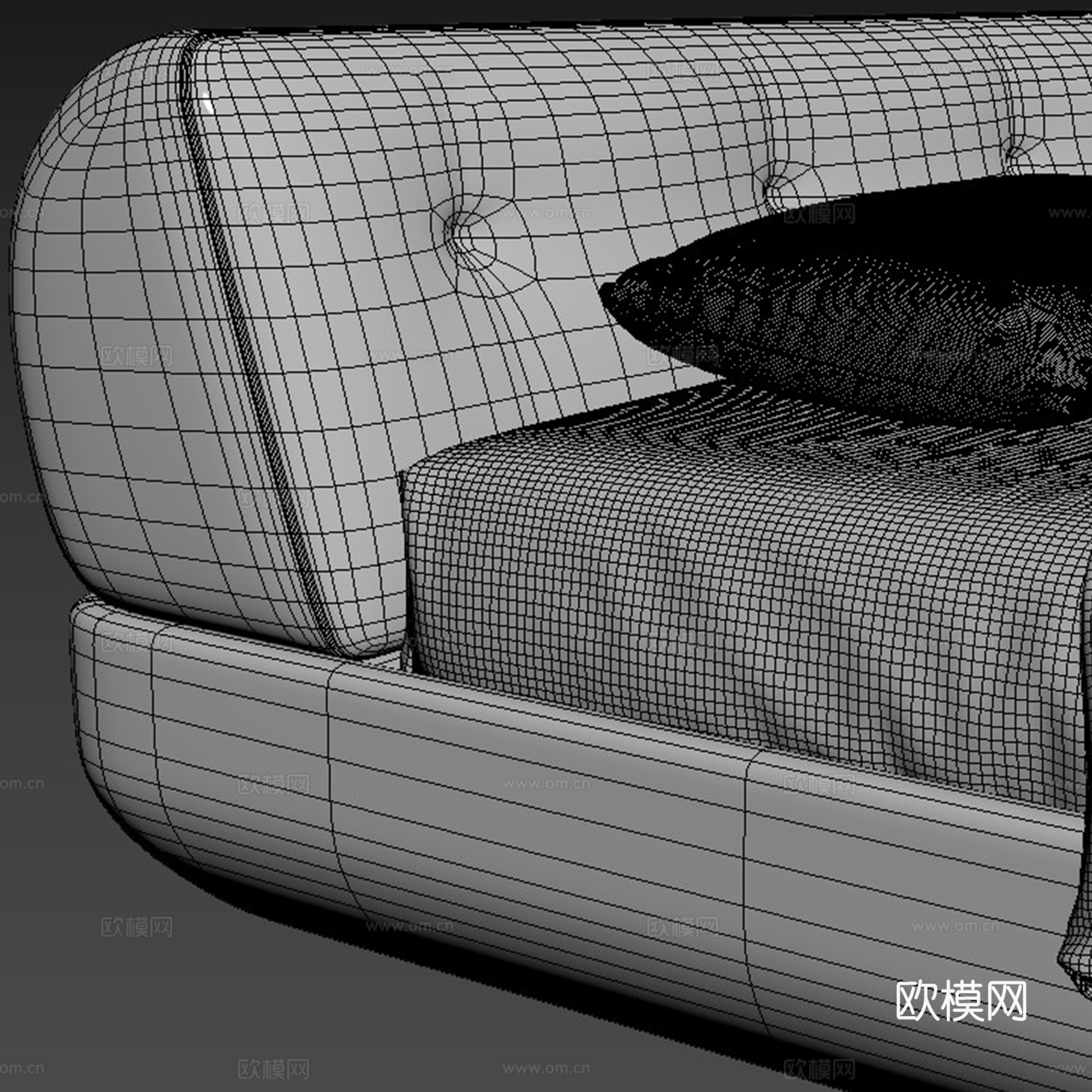 Minott 现代 卧室 布艺 单人床 床品 抱枕 床垫3d模型
