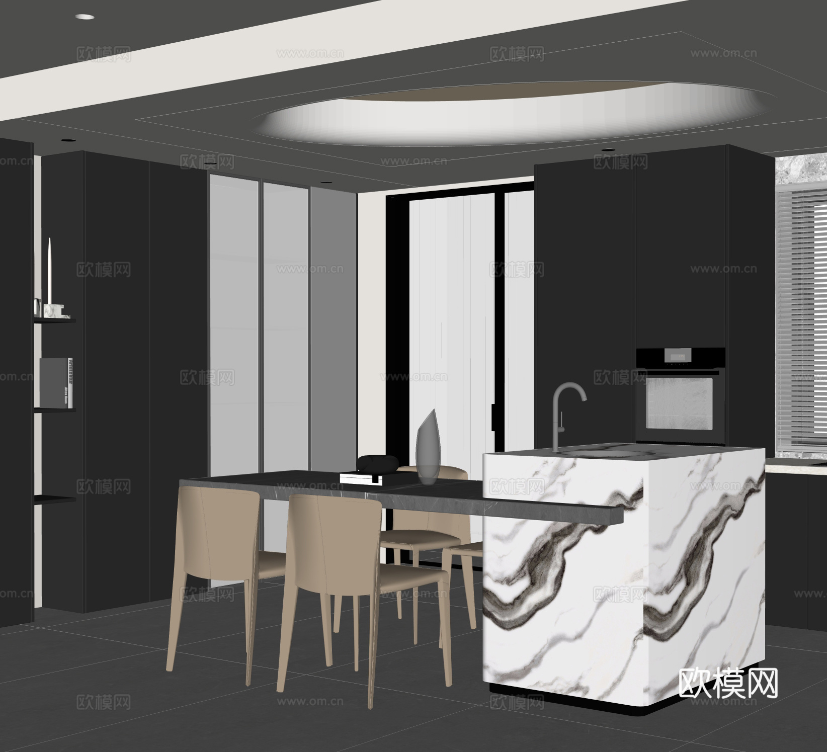 现代意式餐厅su模型