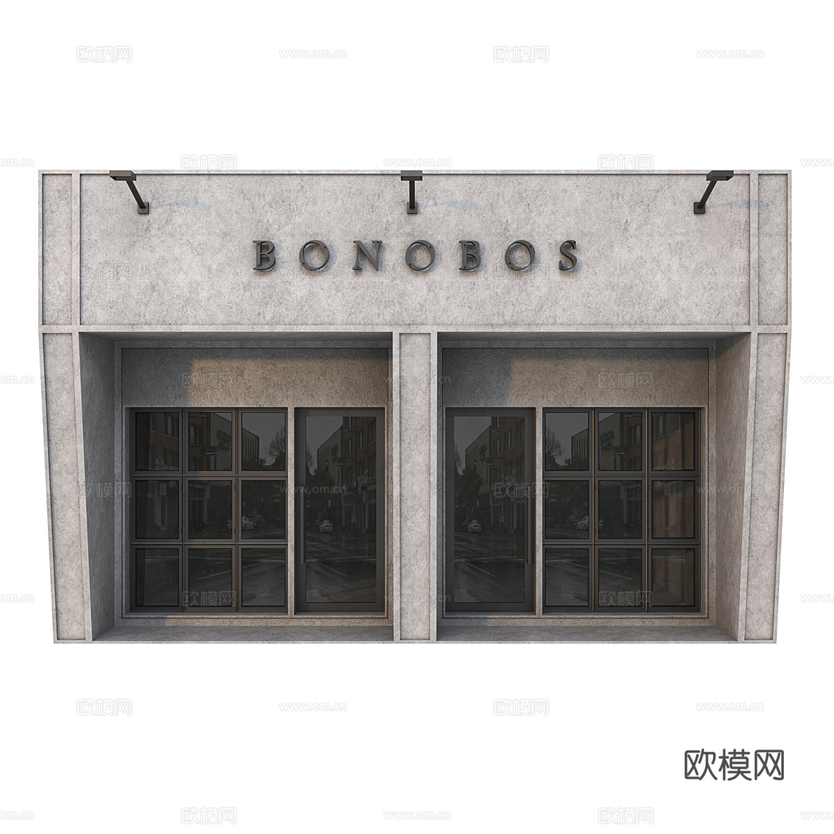 现代工业风专卖店建筑外观3d模型