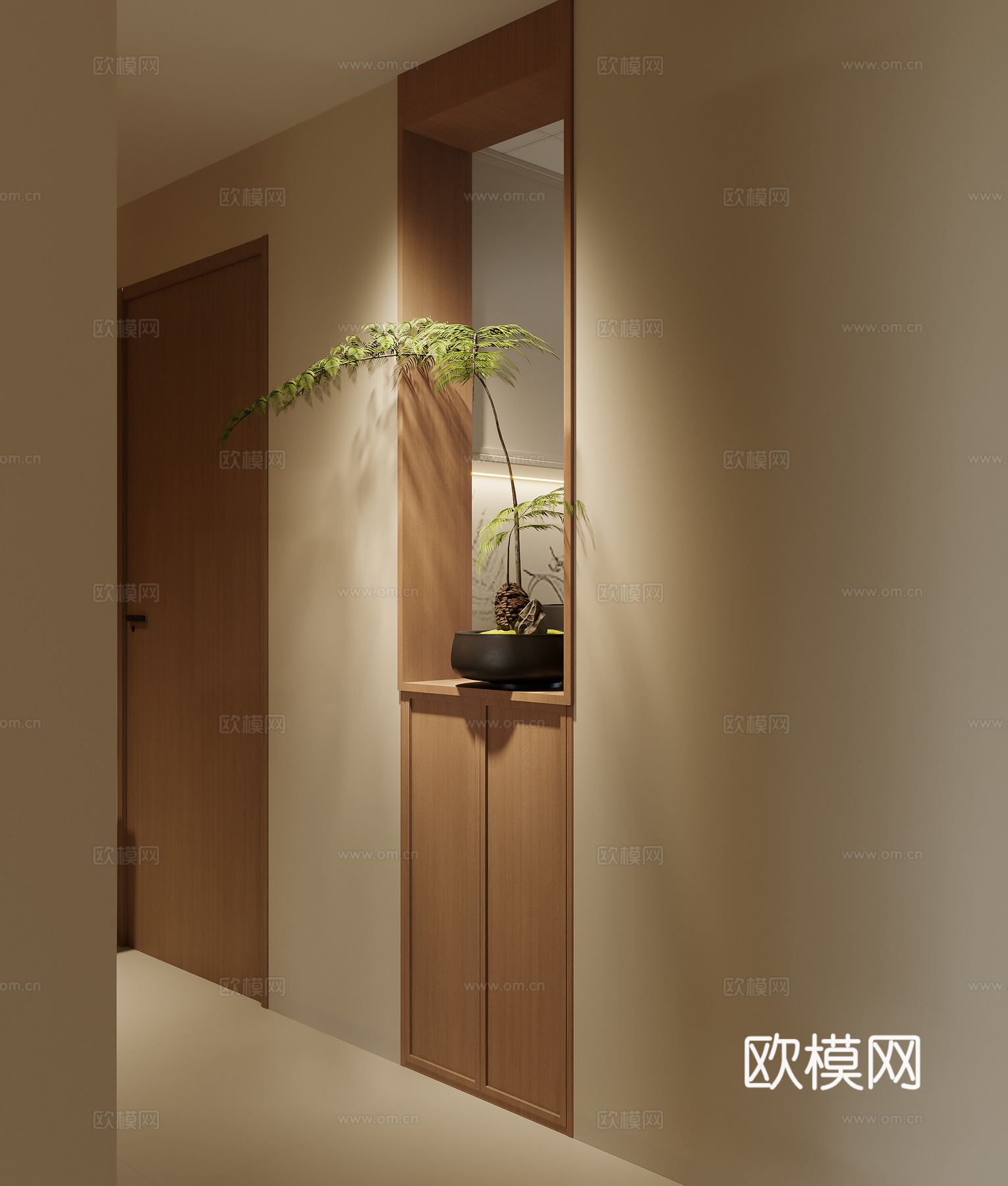 新中式过道 客厅过道 餐厅过道3d模型