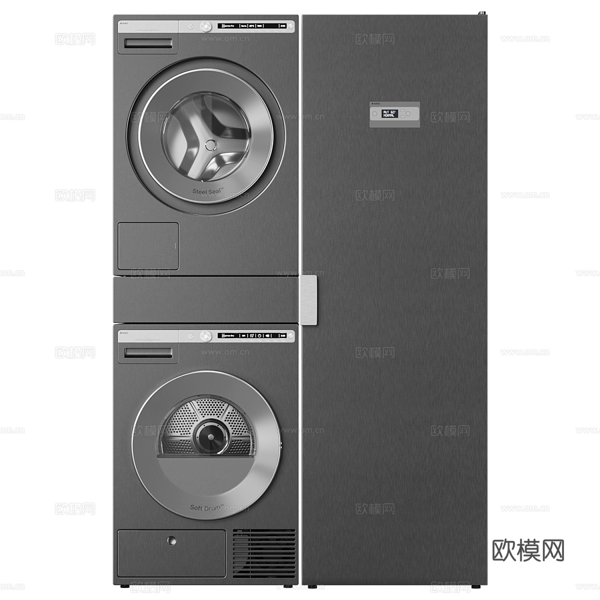 现代意式极简 Asko 洗衣机 烘干机 烘干柜3d模型