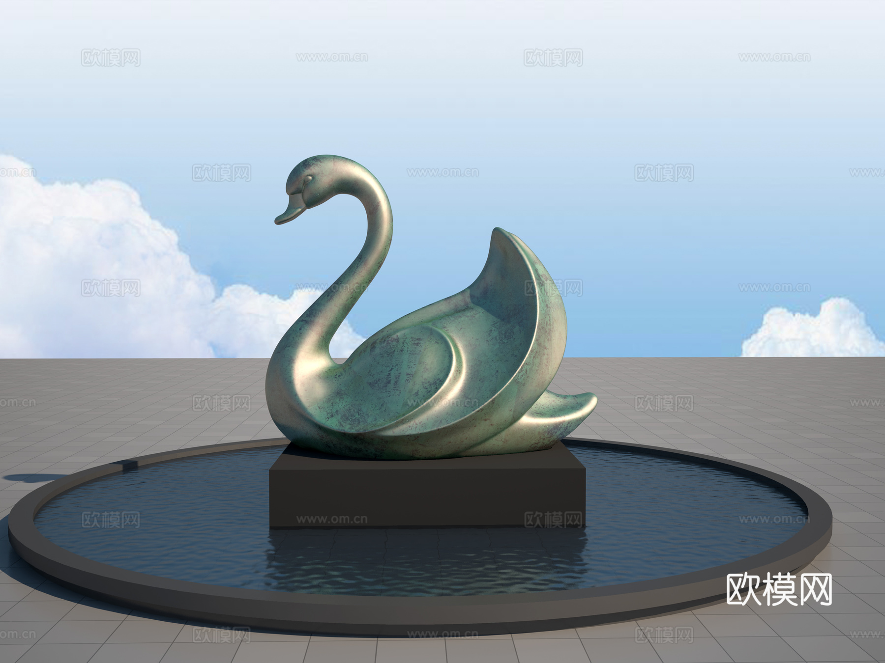现代风格鹅雕塑摆件3d模型