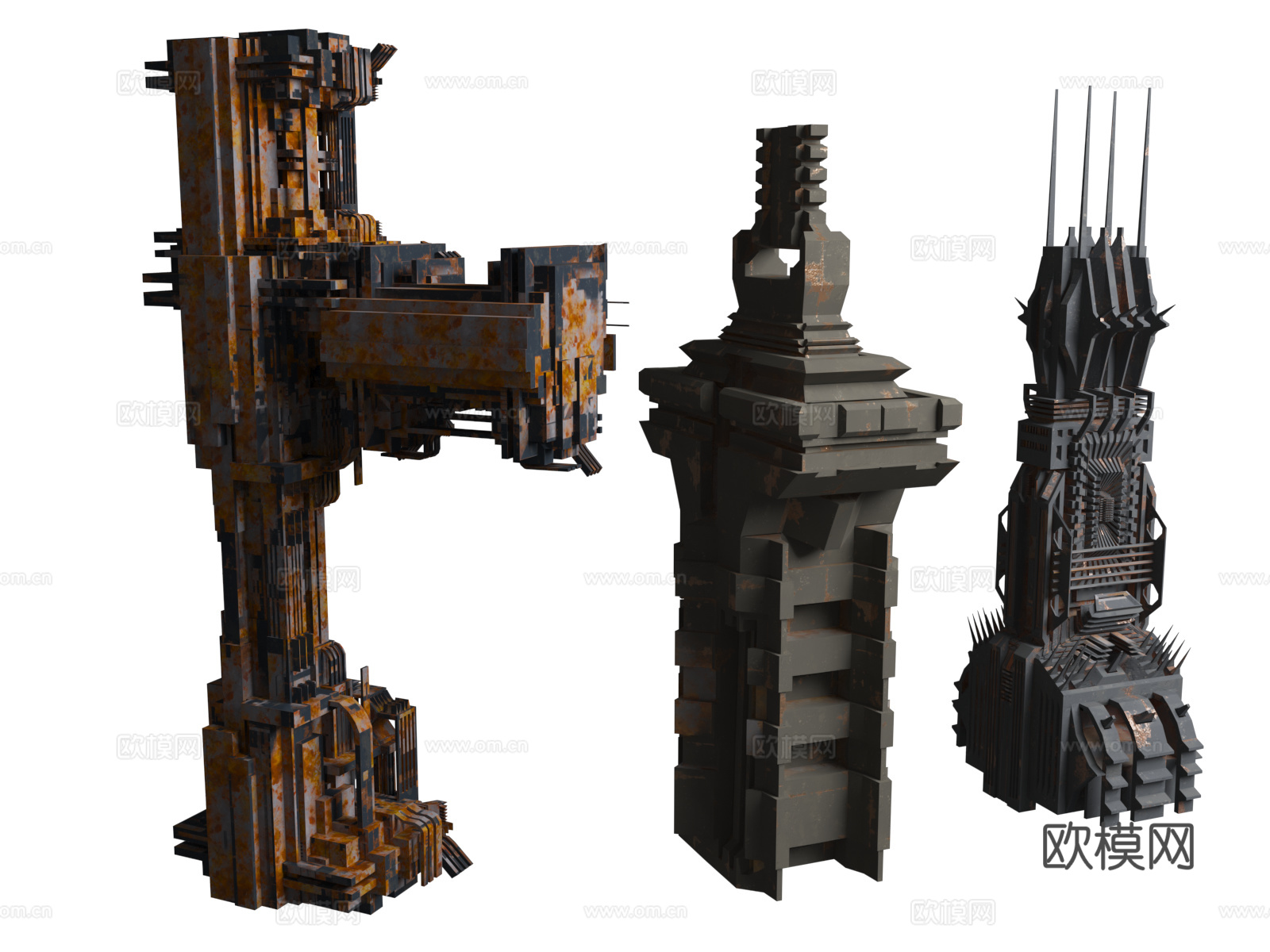 科幻建筑资产 建筑基建资产 老旧建筑  旧城市资产3d模型