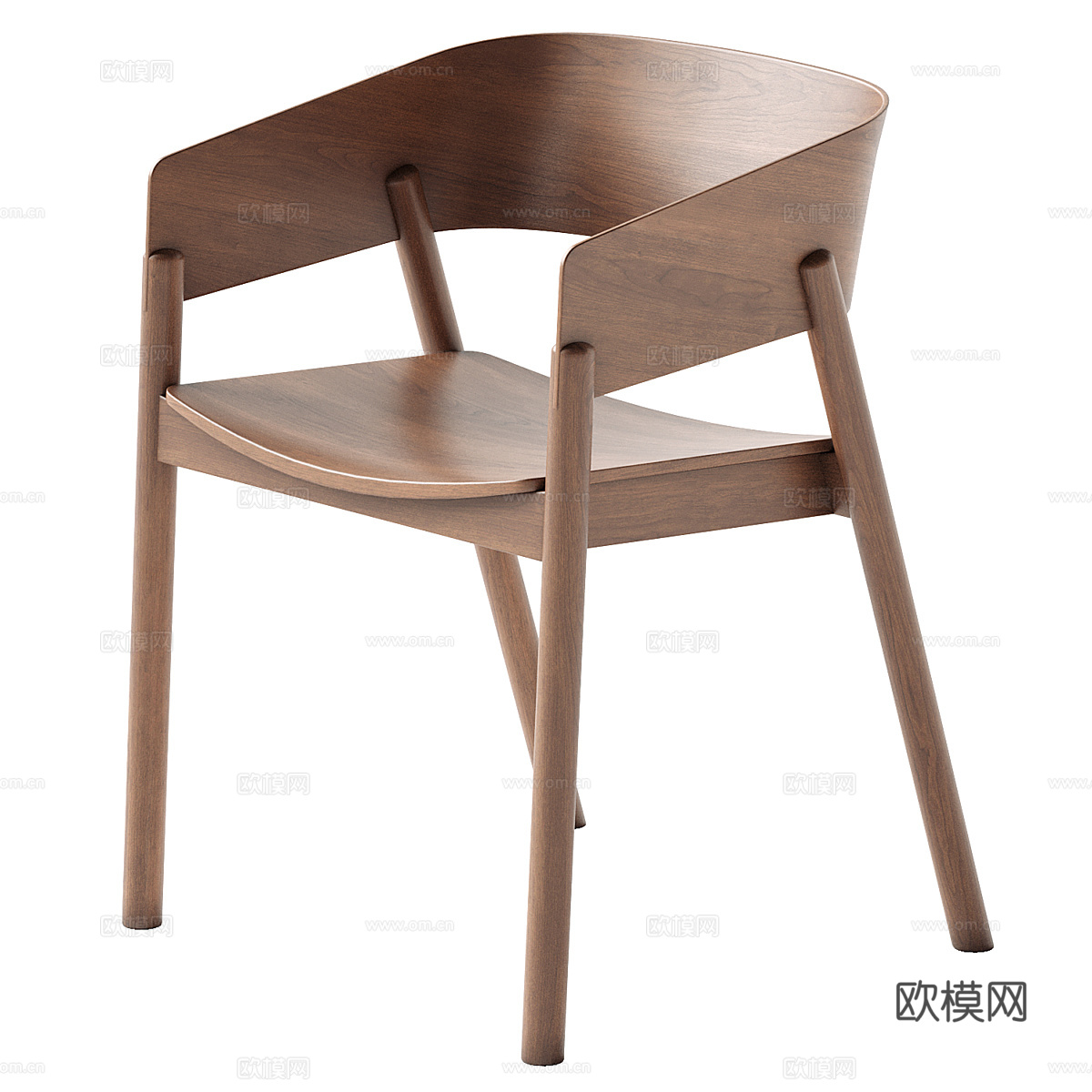 新中式木质单椅3d模型