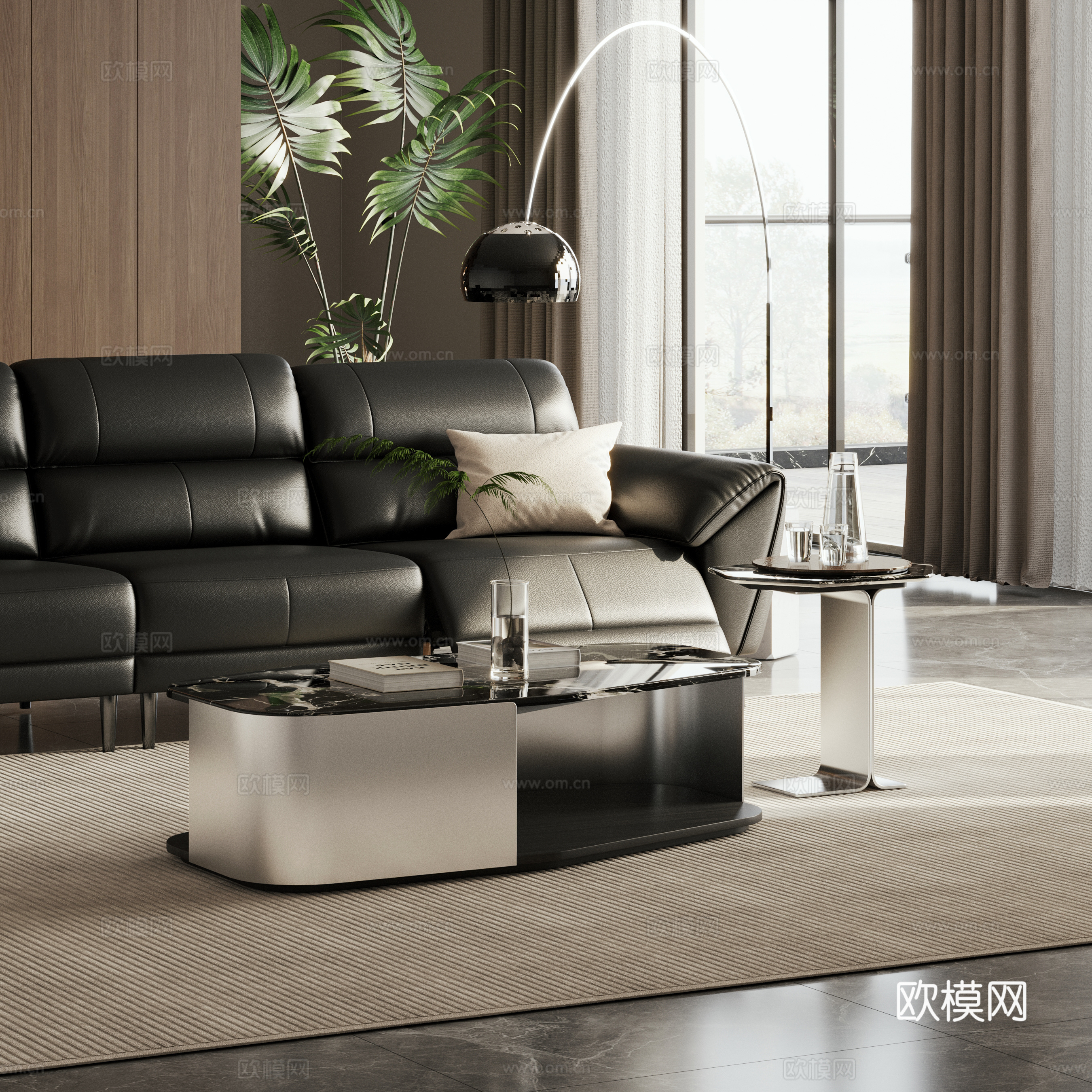 意式茶几边几组合  大理石茶几 奢石茶几 组合茶几3d模型