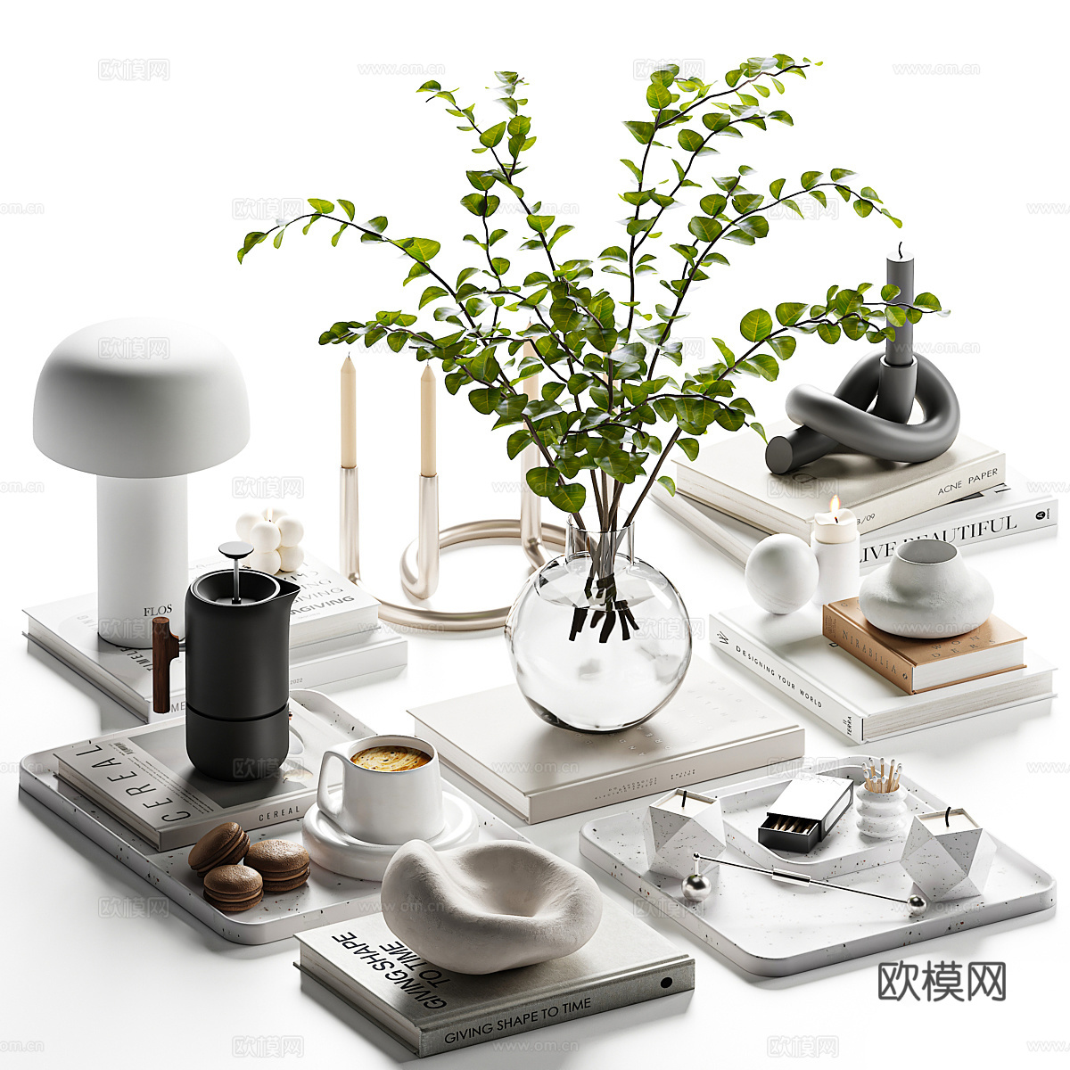 现代意式饰品摆件组合3d模型