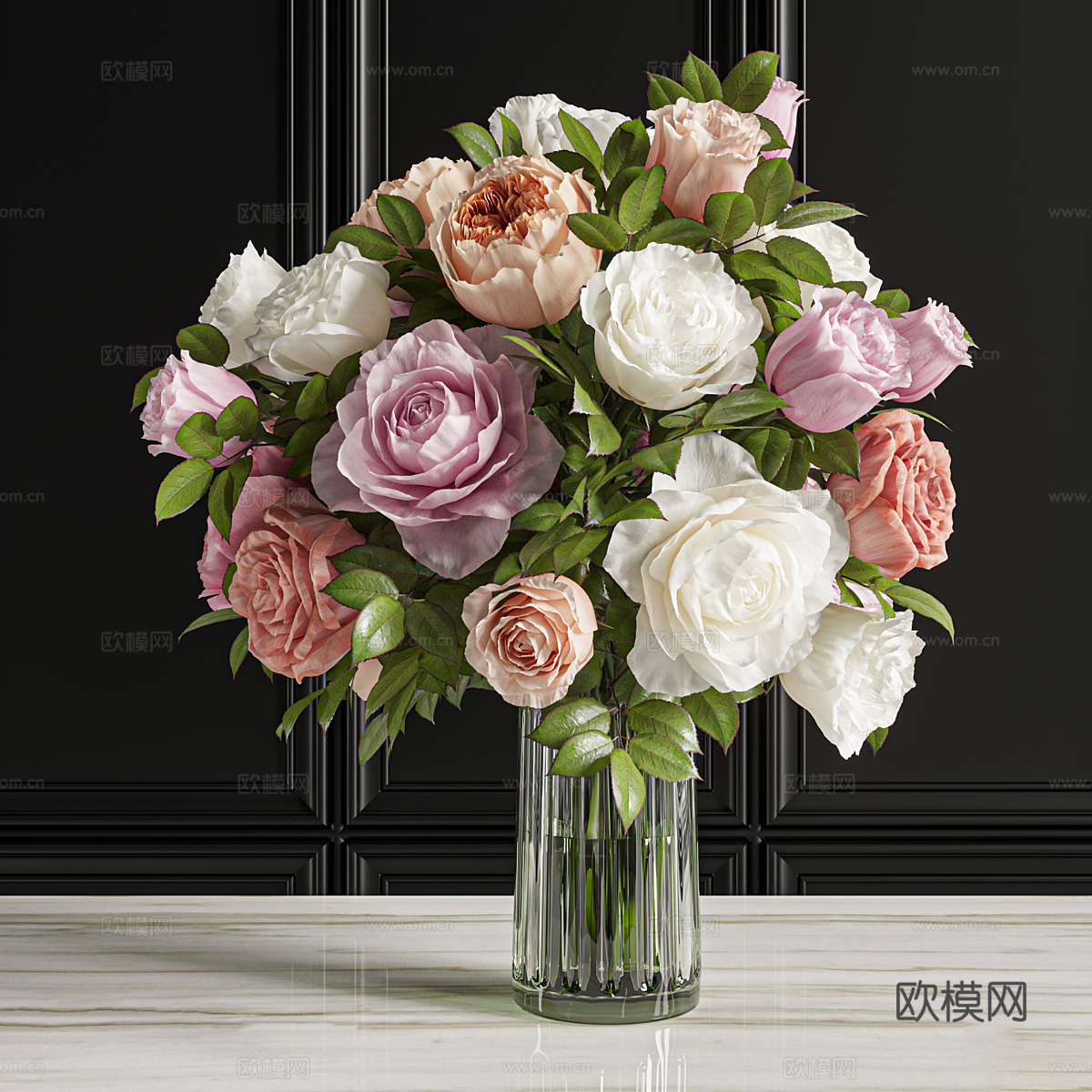 现代轻奢花瓶花艺3d模型