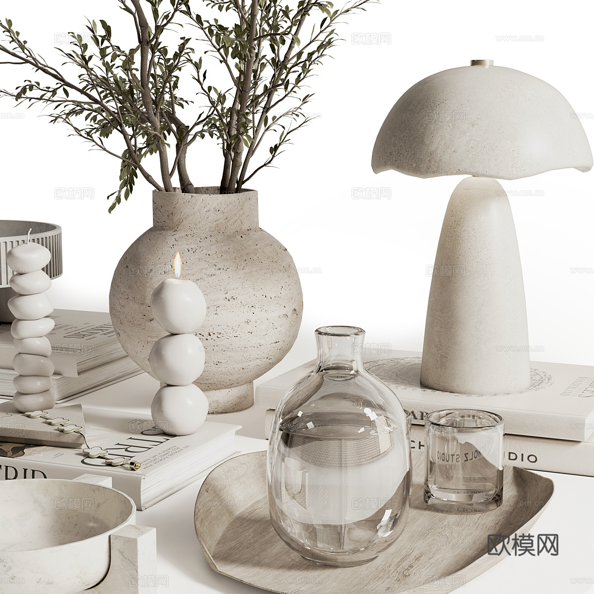 新中式侘寂饰品摆件组合3d模型