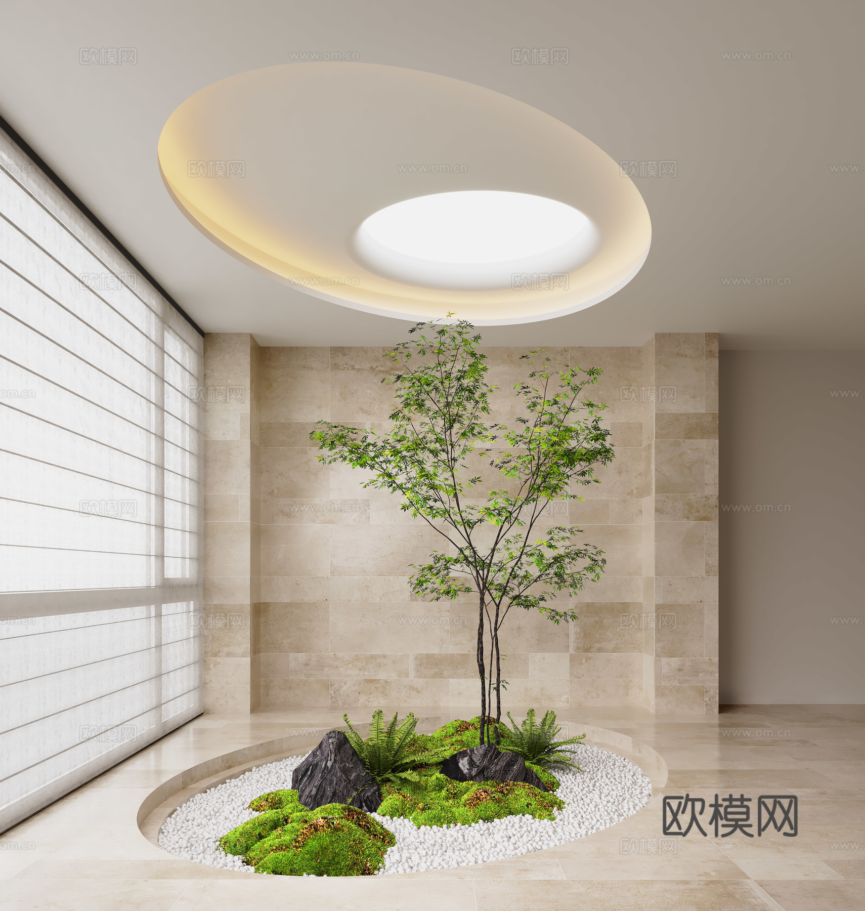 现代室内景观造景 景观造景 景观植物 苔藓景观 景观小品3d模型