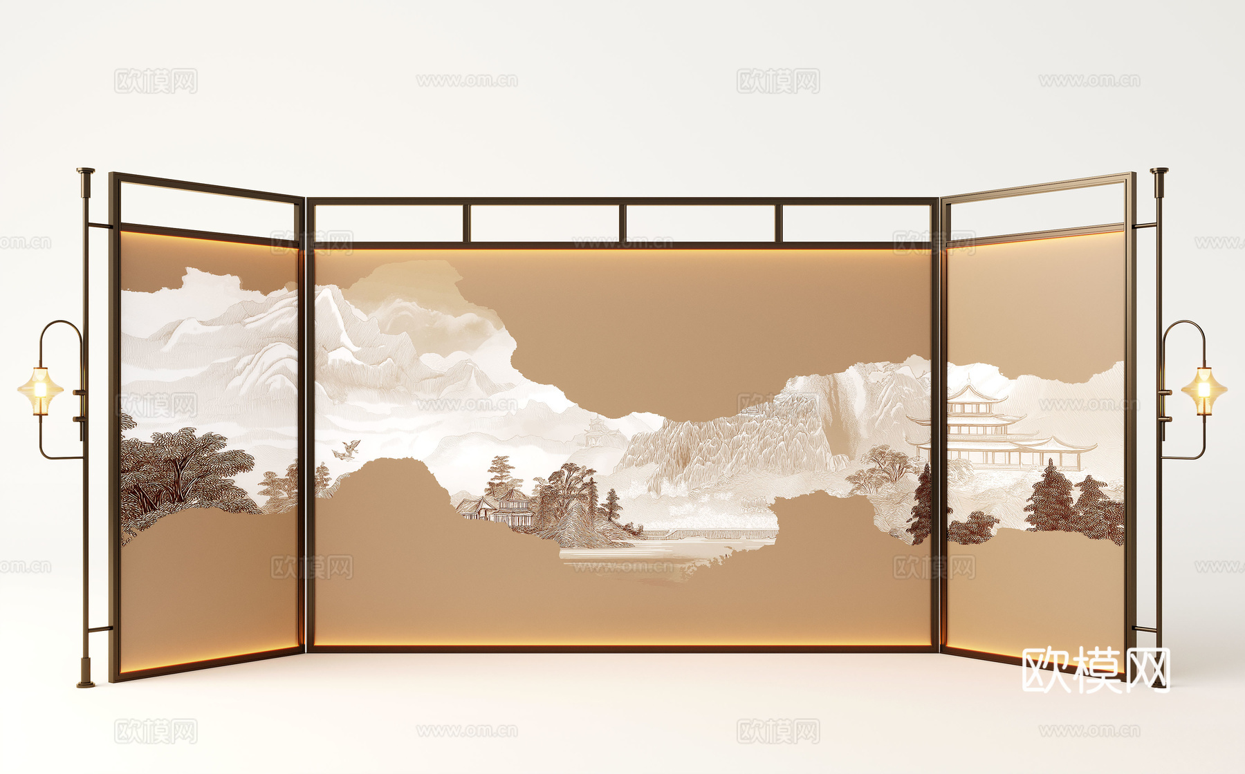 现代屏风隔断 意式屏风 金属屏风3d模型