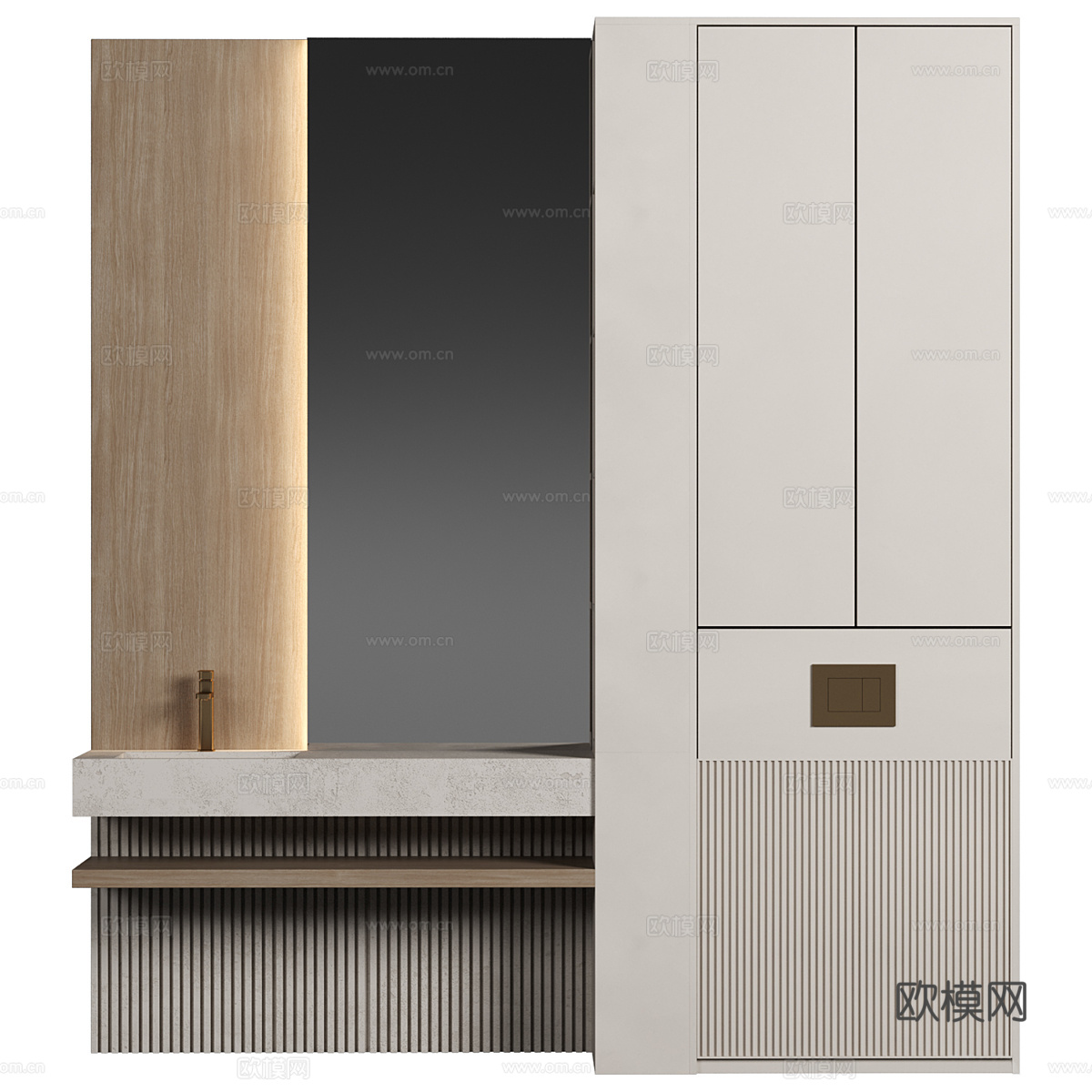 现代极简浴室柜 台盆柜3d模型