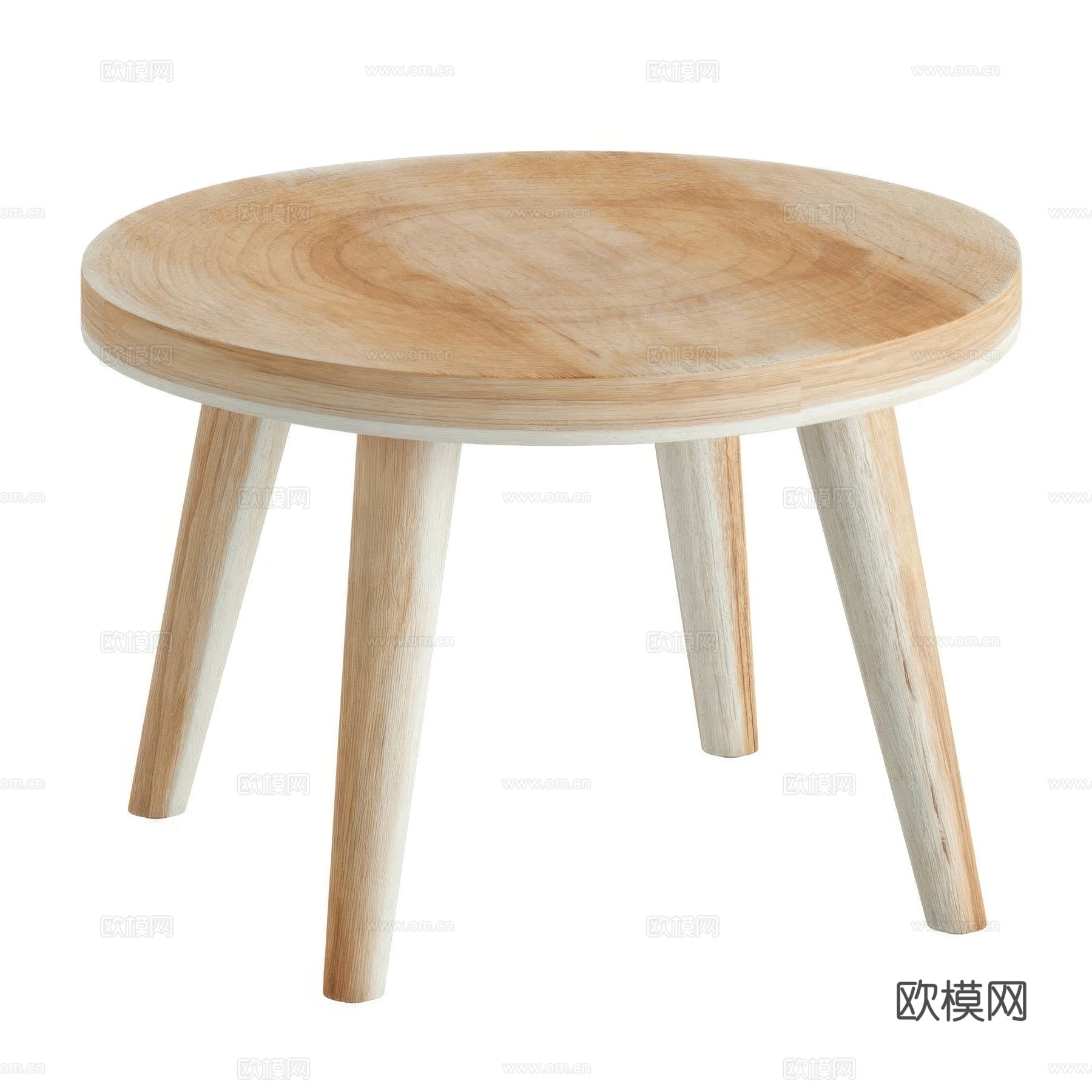 现代侘寂原木风实木圆茶几3d模型