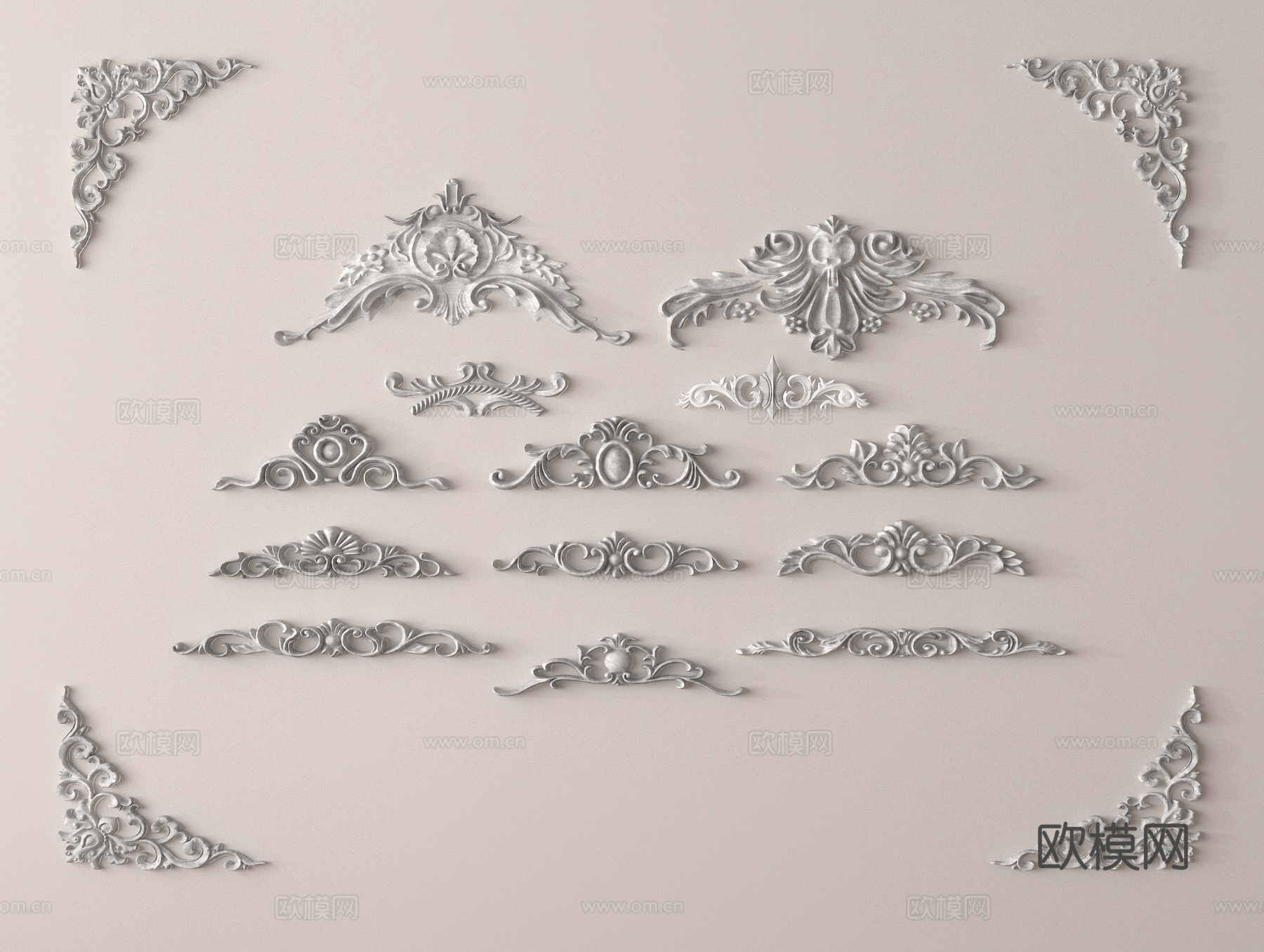 石膏雕花 线条 角花3d模型