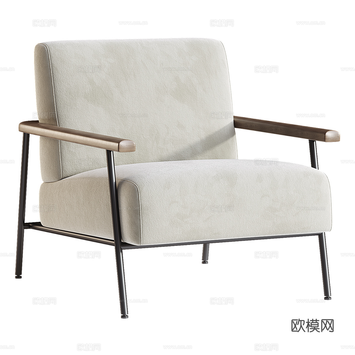 新中式轻奢布艺扶手椅3d模型