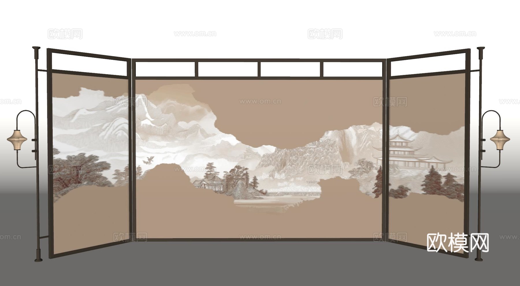 现代屏风隔断 意式屏风 金属屏风su模型