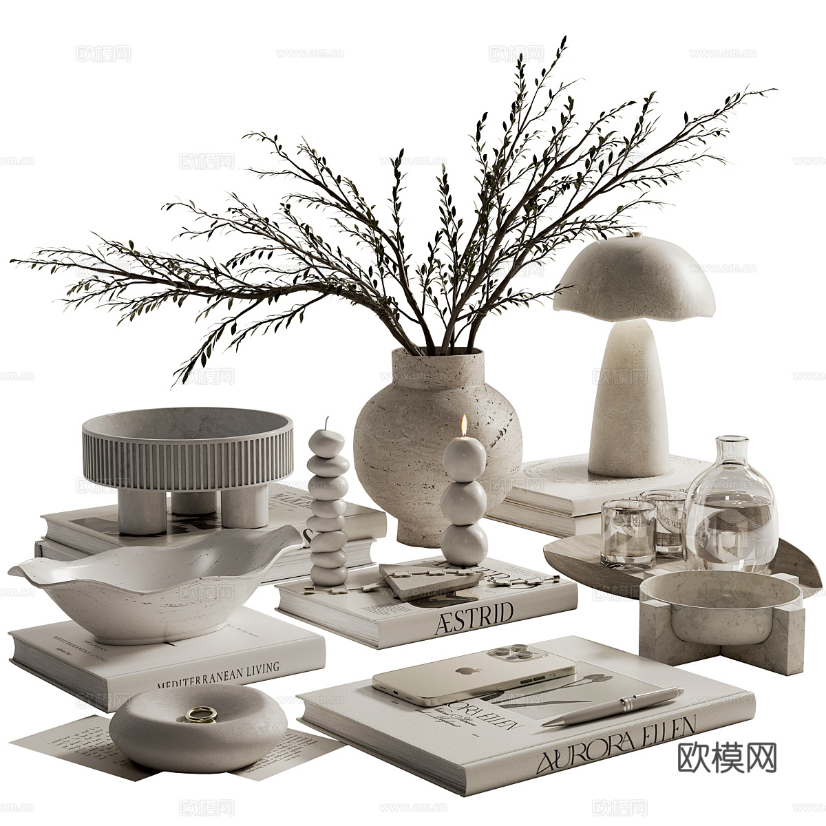 新中式侘寂饰品摆件组合3d模型