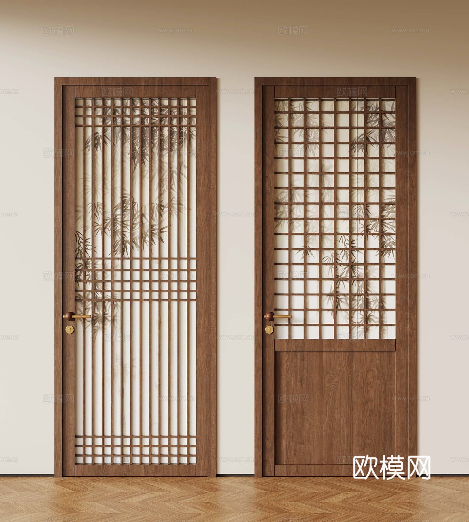 新中式单开门su模型