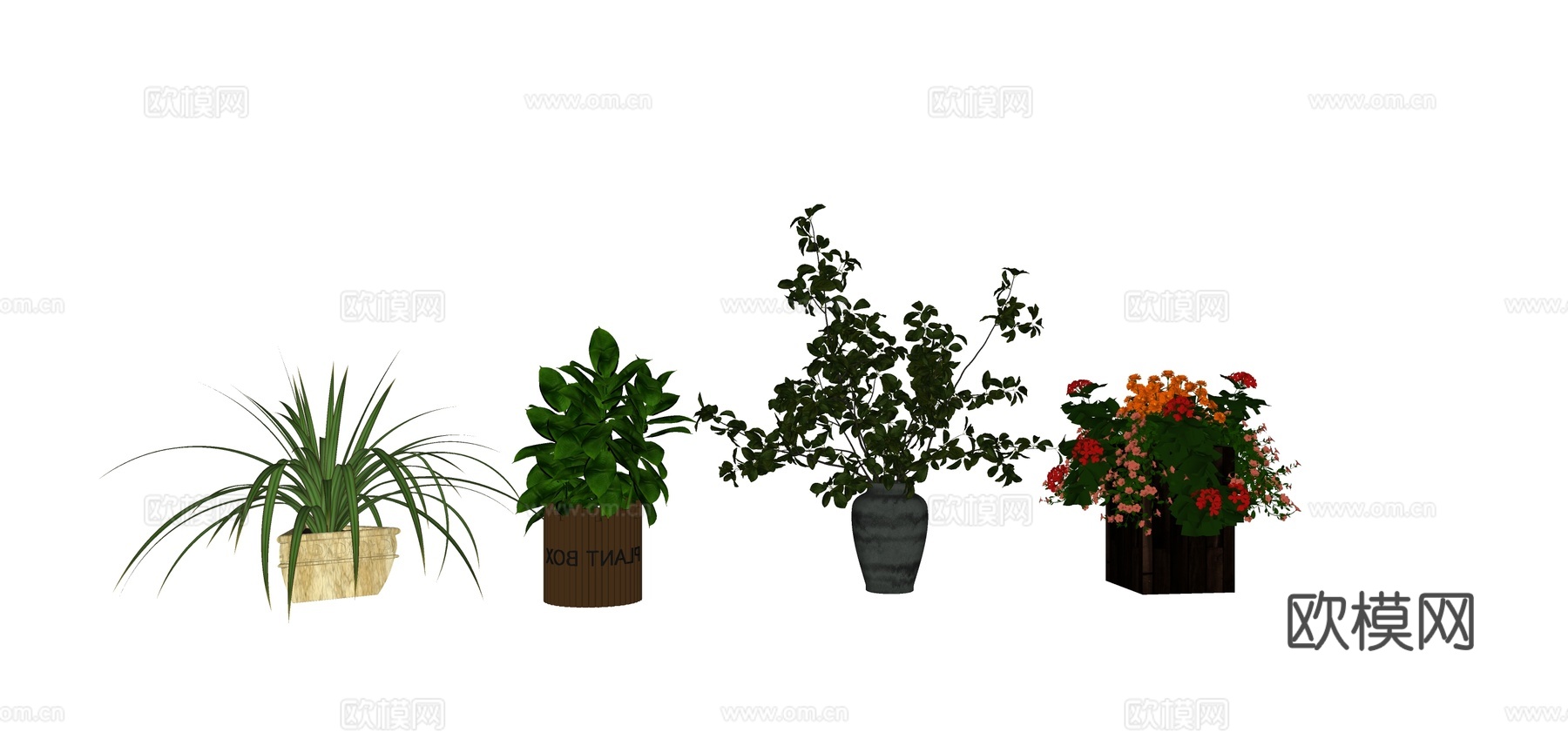绿色植物 盆栽su模型