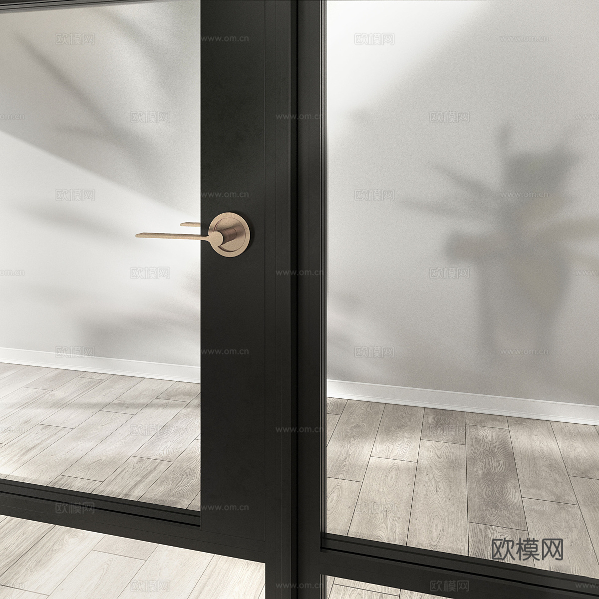 现代意式极简玻璃门3d模型