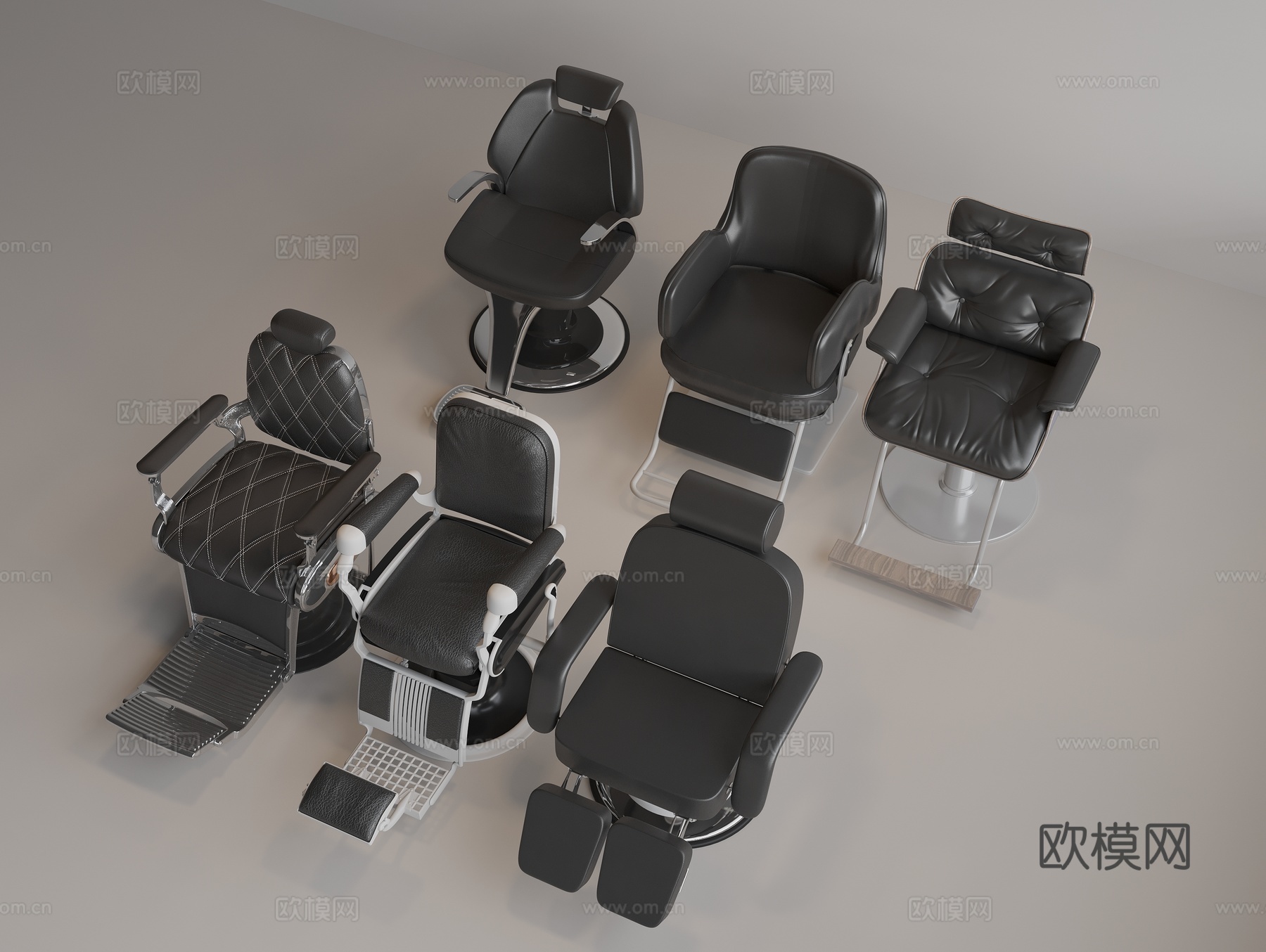 理发椅 皮质转动椅3d模型