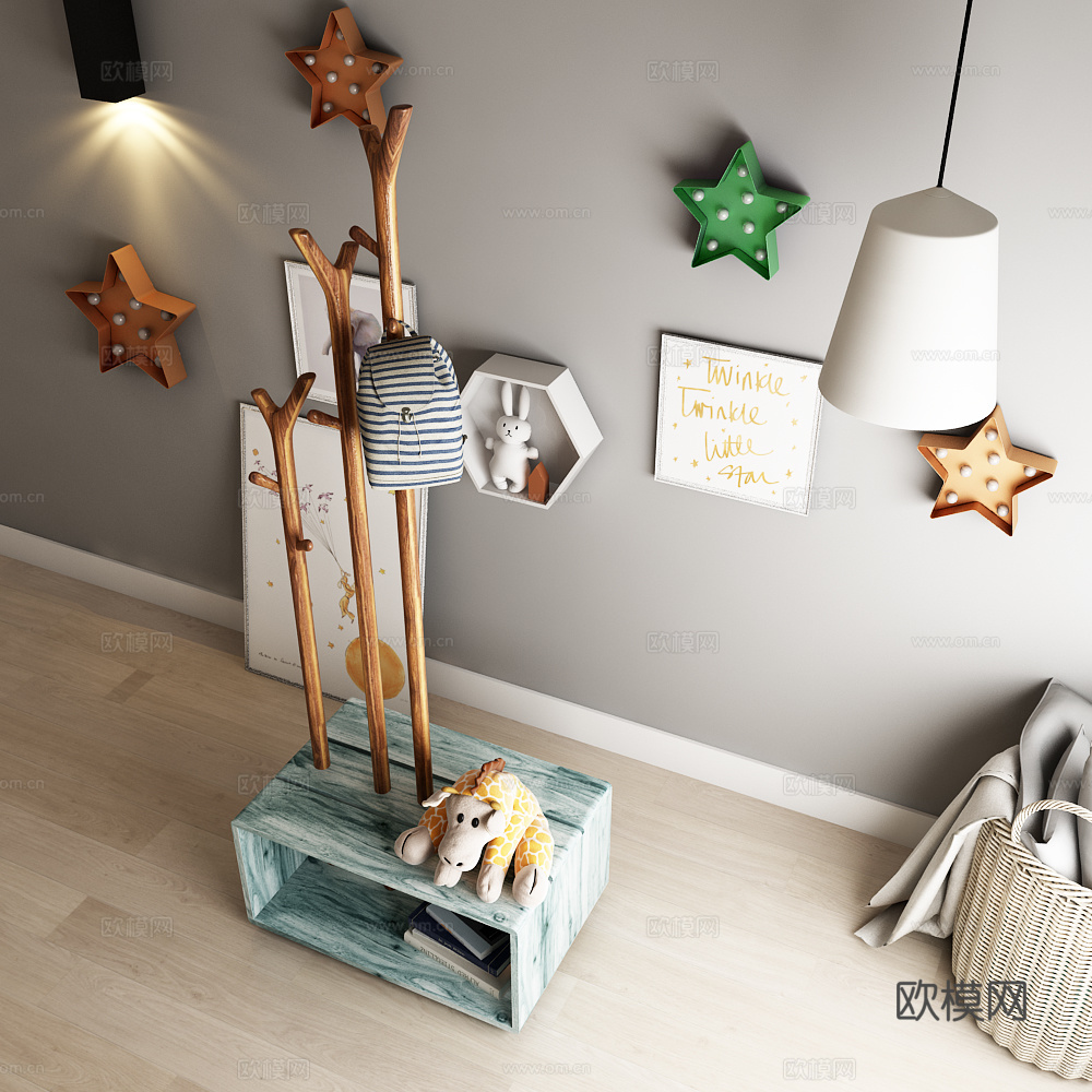北欧衣架 包包 玩具 画饰品模型3d模型
