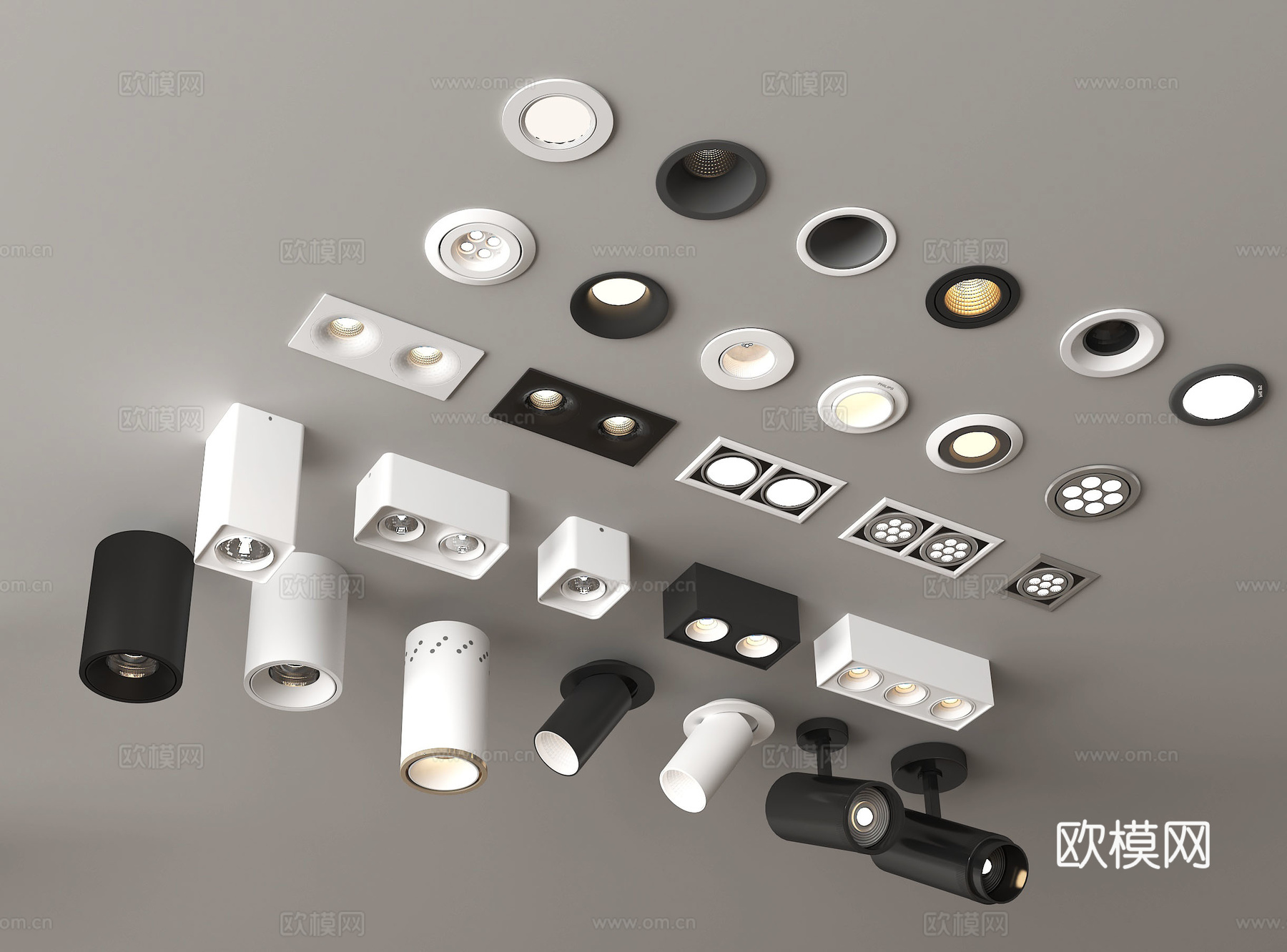 筒灯射灯3d模型下载