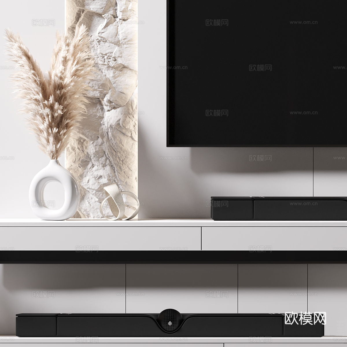 现代意式极简电视背景墙3d模型