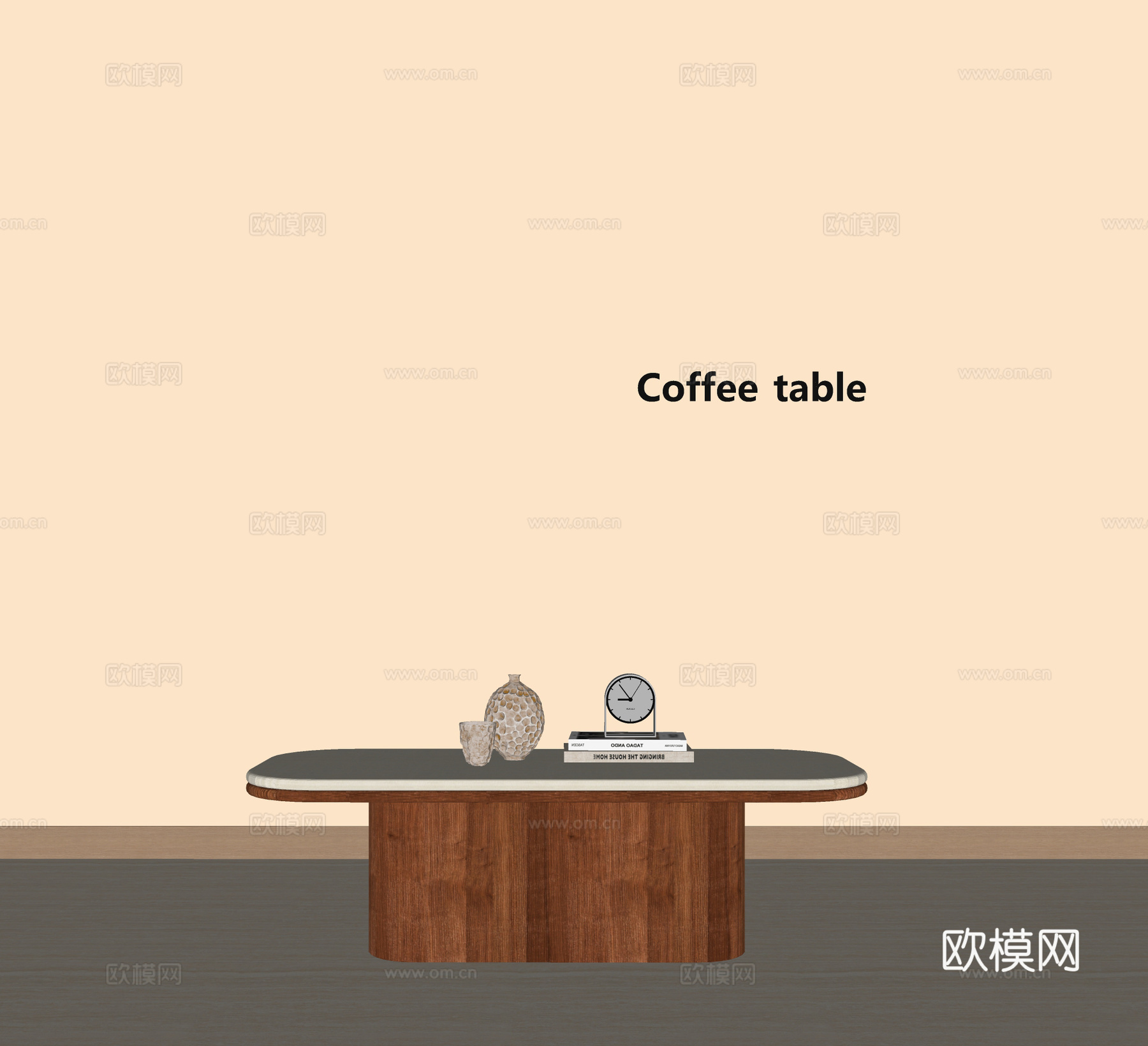 中古风茶几 客厅茶几 大理石茶几 木质茶几su模型