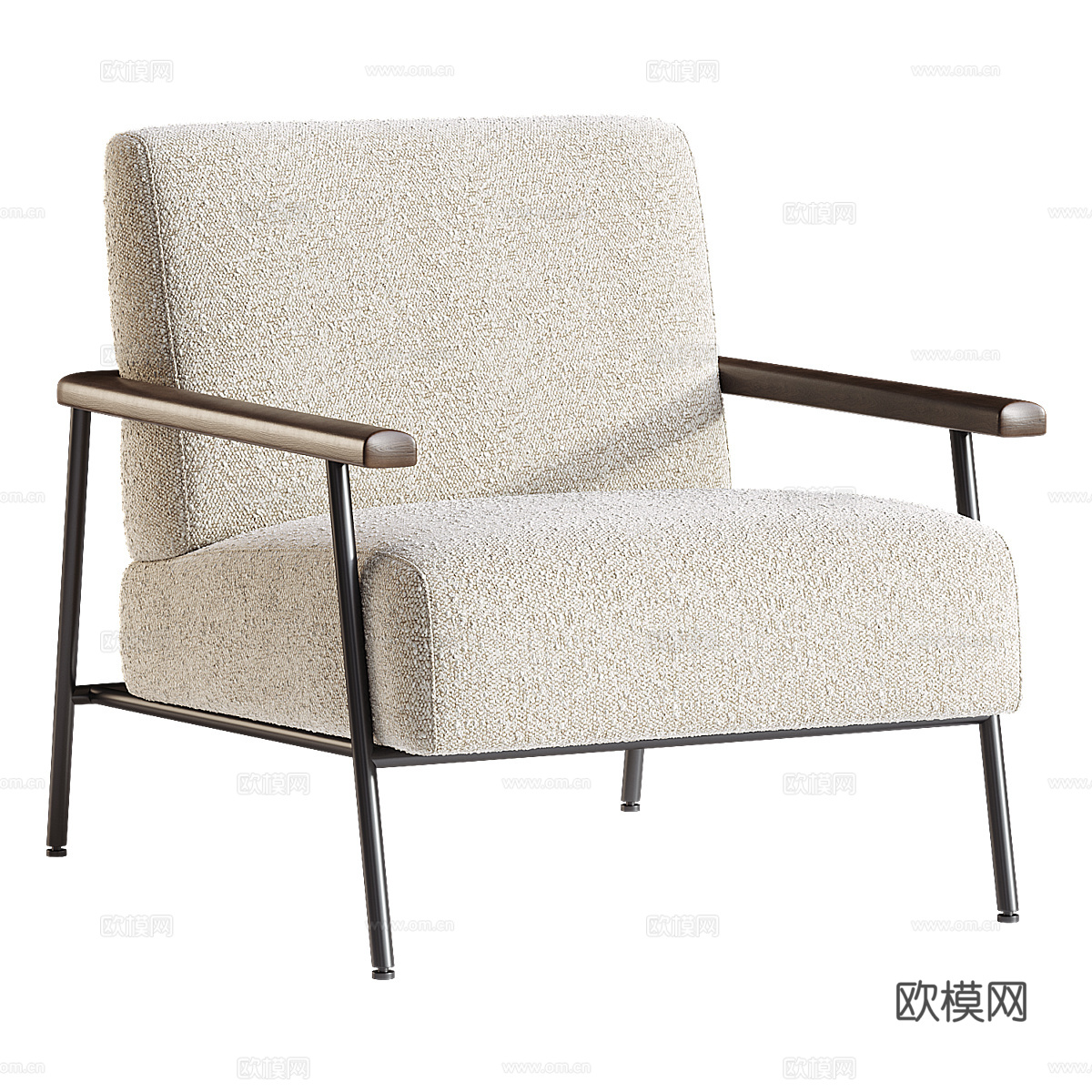新中式轻奢布艺扶手椅3d模型