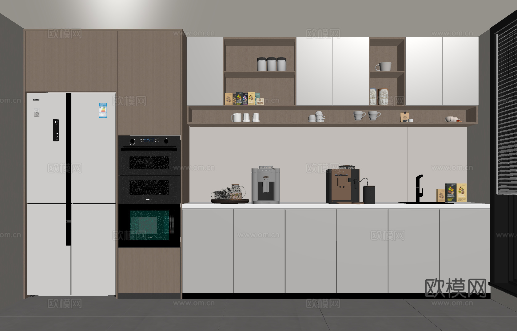 冰箱 蒸烤箱 橱柜 咖啡机3d模型
