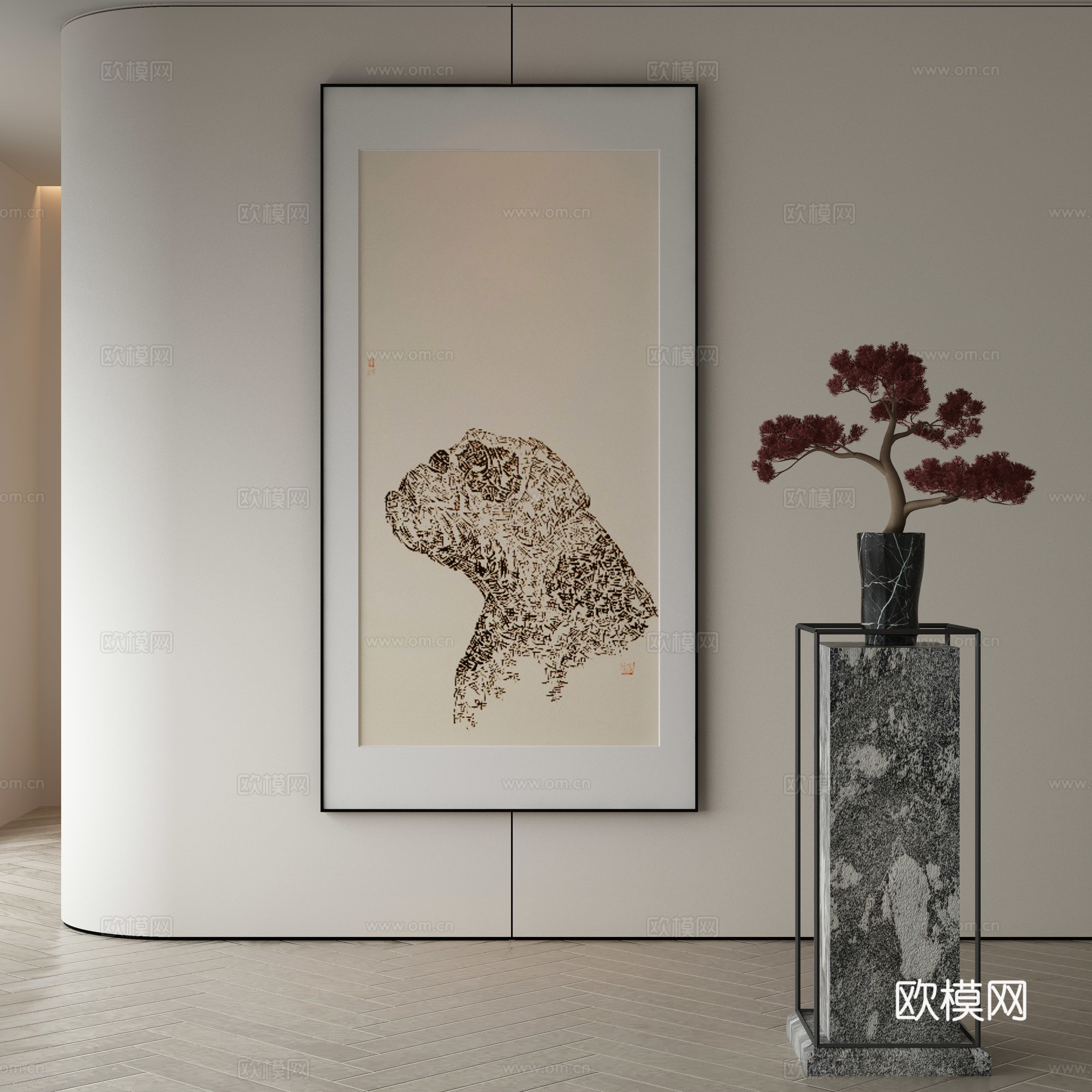 现代侘寂挂画 油画3d模型