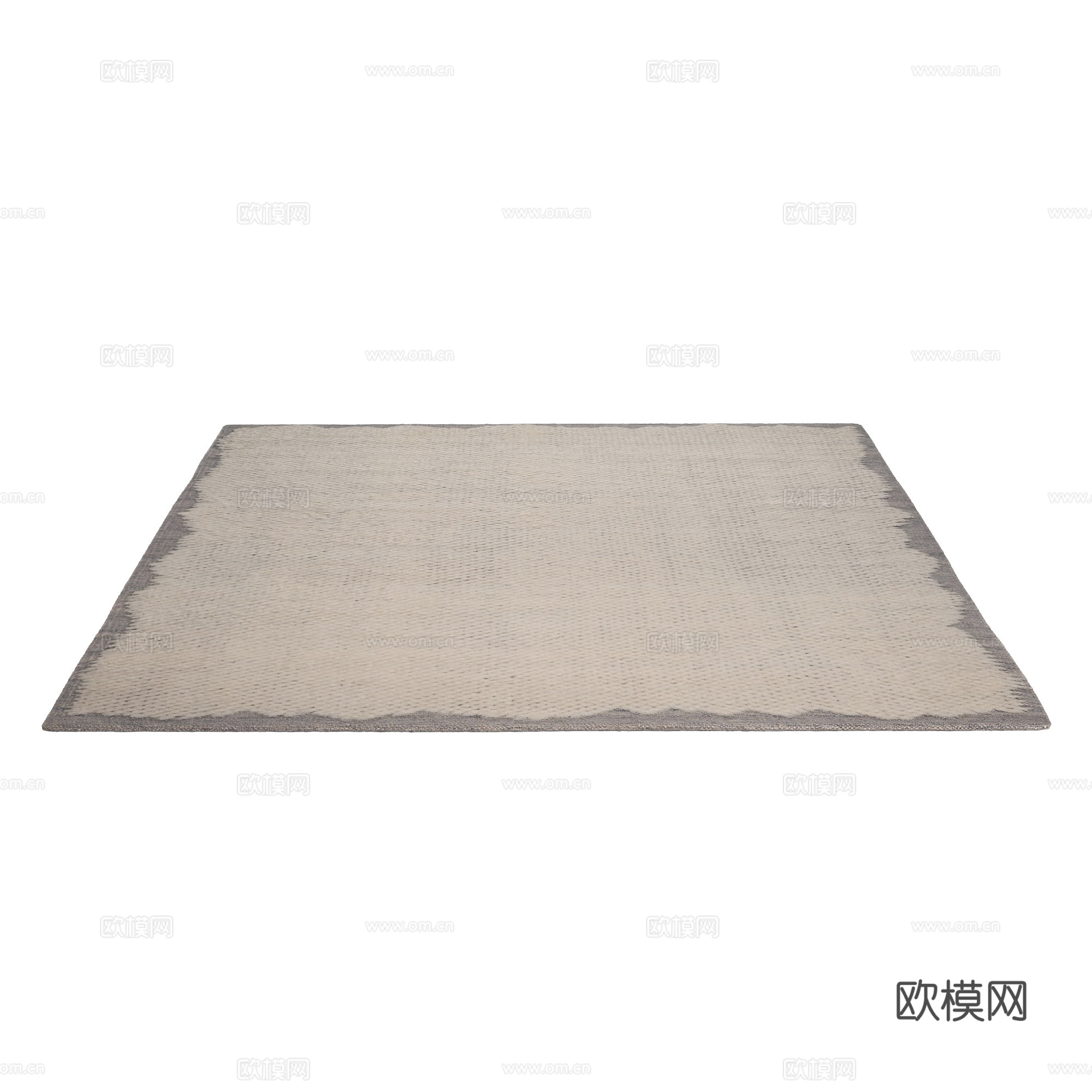 新中式侘寂羊毛布艺地毯3d模型